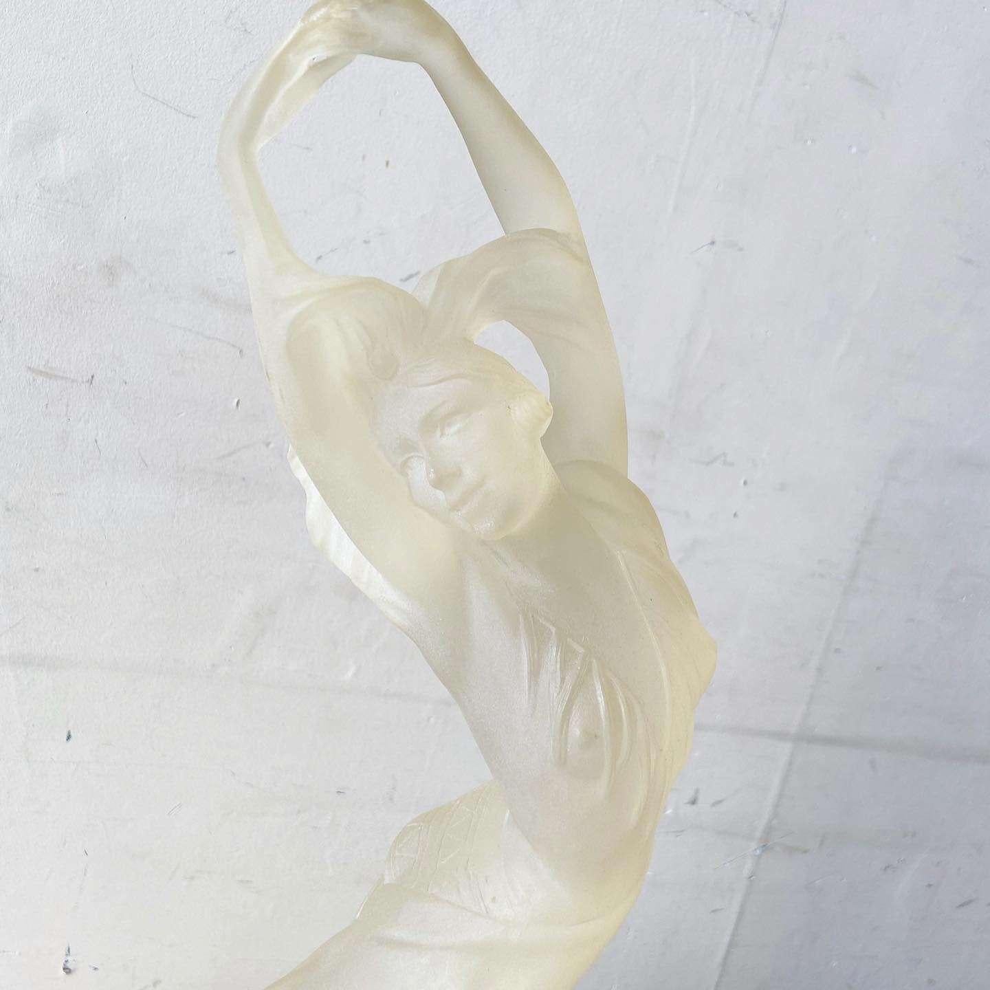 1980s Postmodern Crystallus Frosted Resin Woman Sculpture For Sale 3