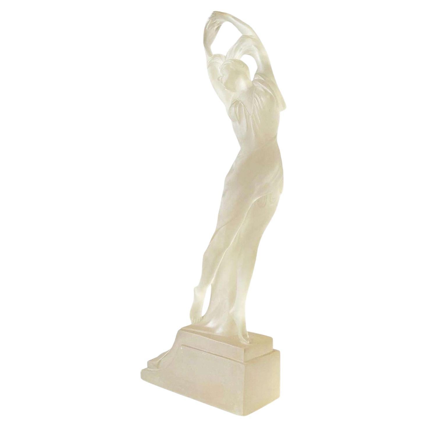 1980s Postmodern Crystallus Frosted Resin Woman Sculpture For Sale