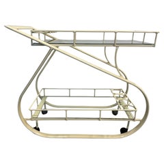 Postmoderner, geschwungener, zweistöckiger Barwagen aus Aluminium, Woodard zugeschrieben Woodard, 1980er Jahre