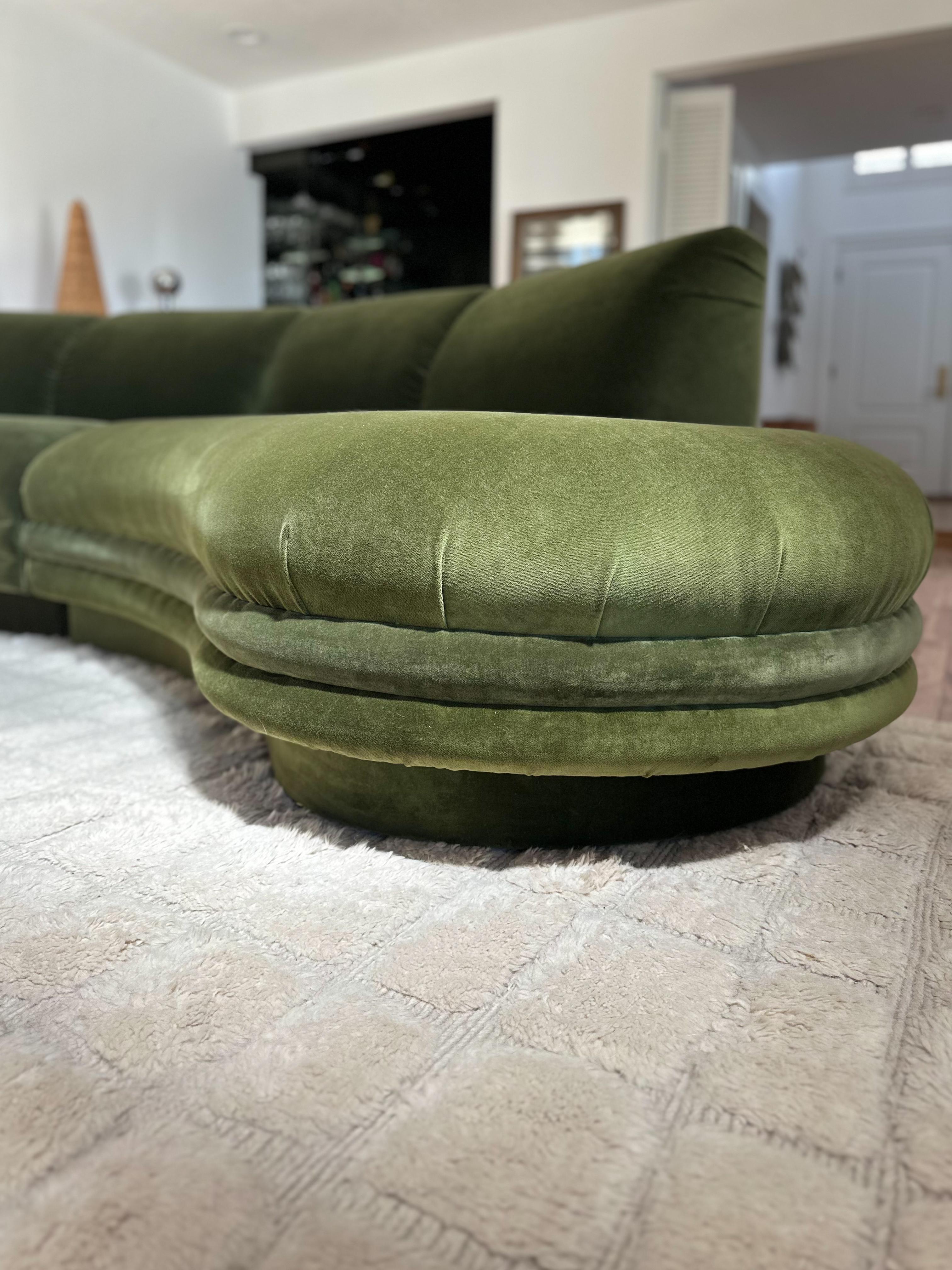 Velvet 1980s Postmodern Curved Two Piece Sectional