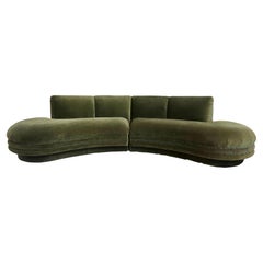 Vintage 1980s Postmodern Curved Two Piece Sectional
