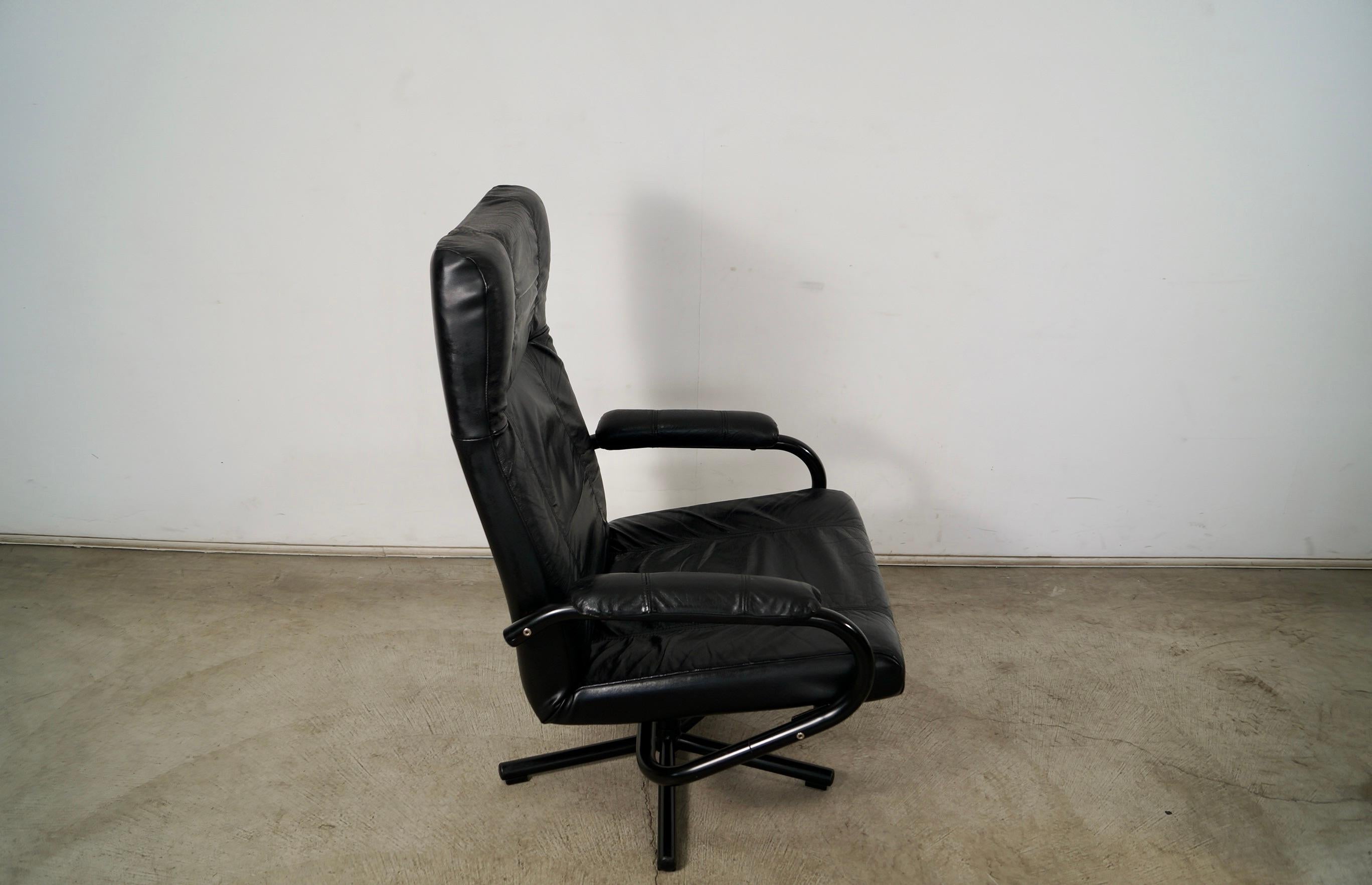 1980's Postmodern Danish Leather Reclining Lounge Chair by Kebe 7