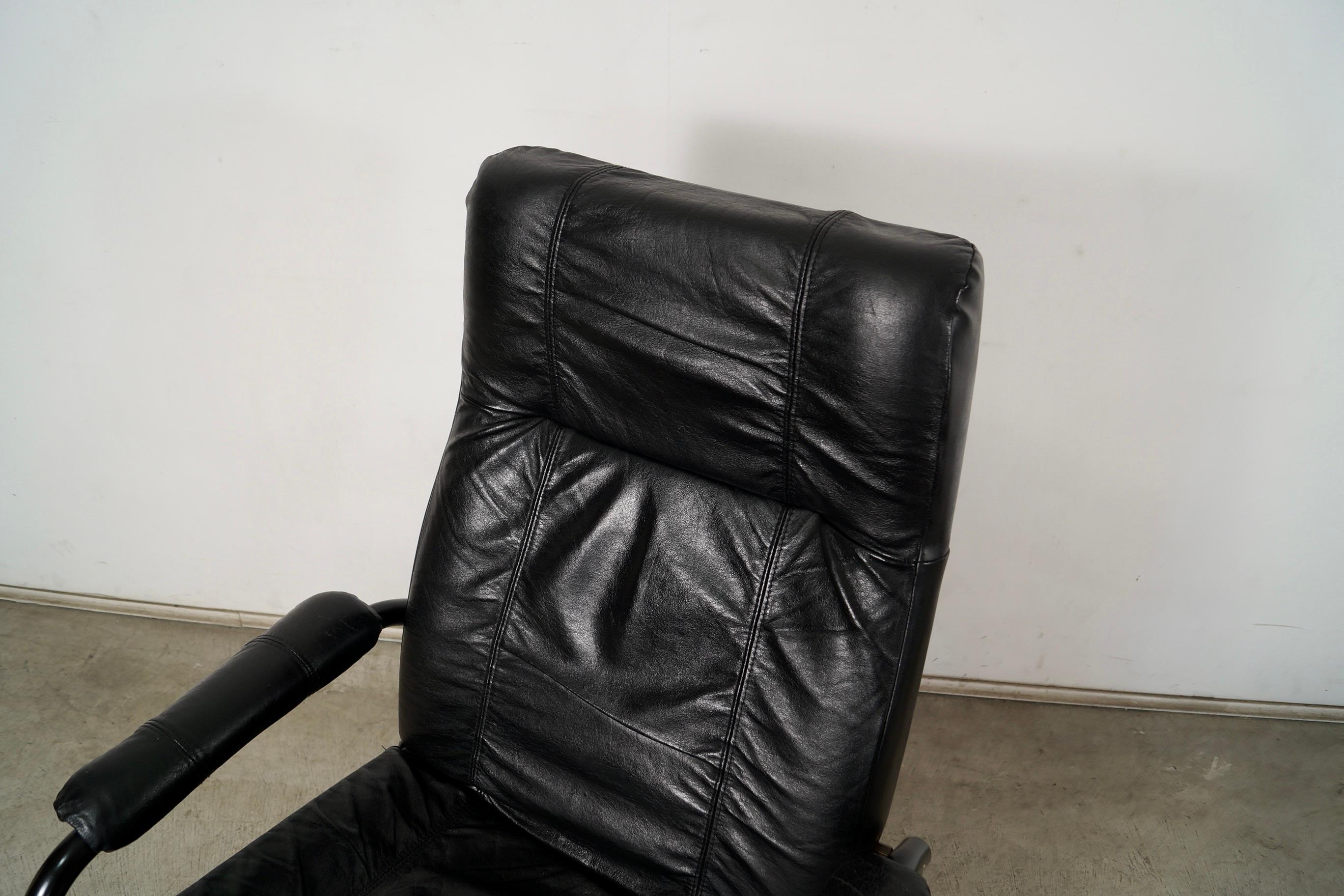 1980's Postmodern Danish Leather Reclining Lounge Chair by Kebe 9