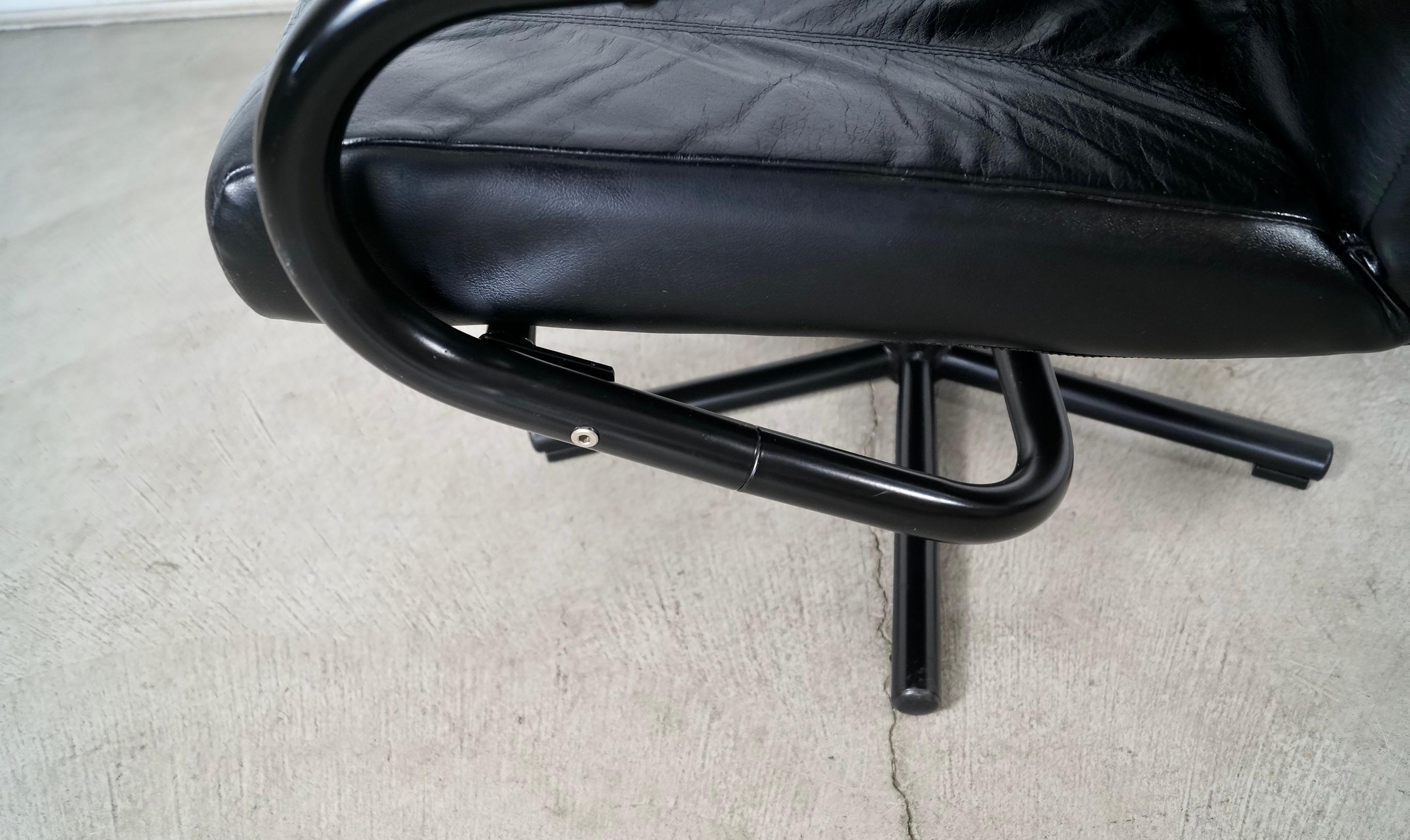 1980's Postmodern Danish Leather Reclining Lounge Chair by Kebe 11