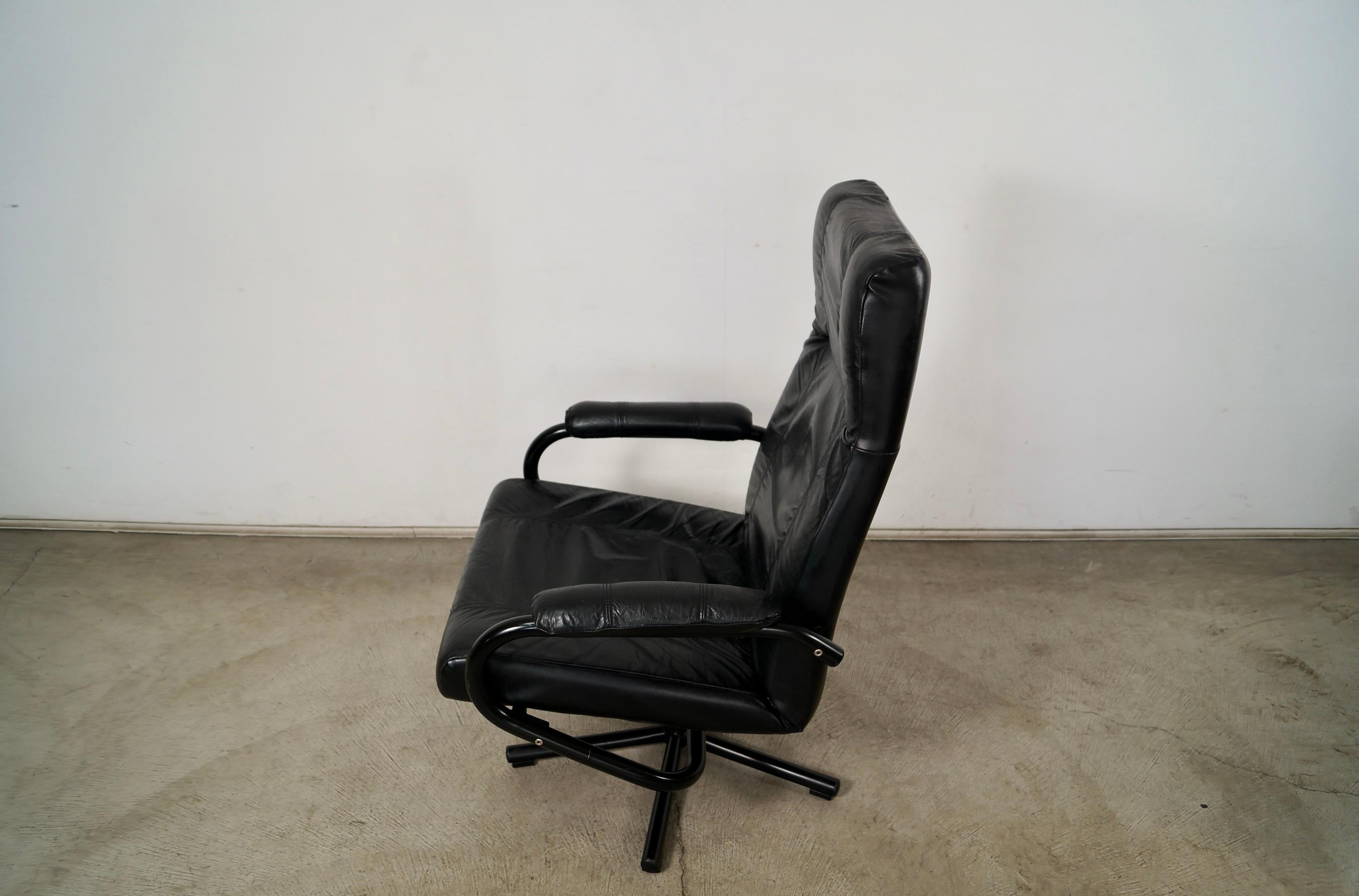 1980's Postmodern Danish Leather Reclining Lounge Chair by Kebe 1