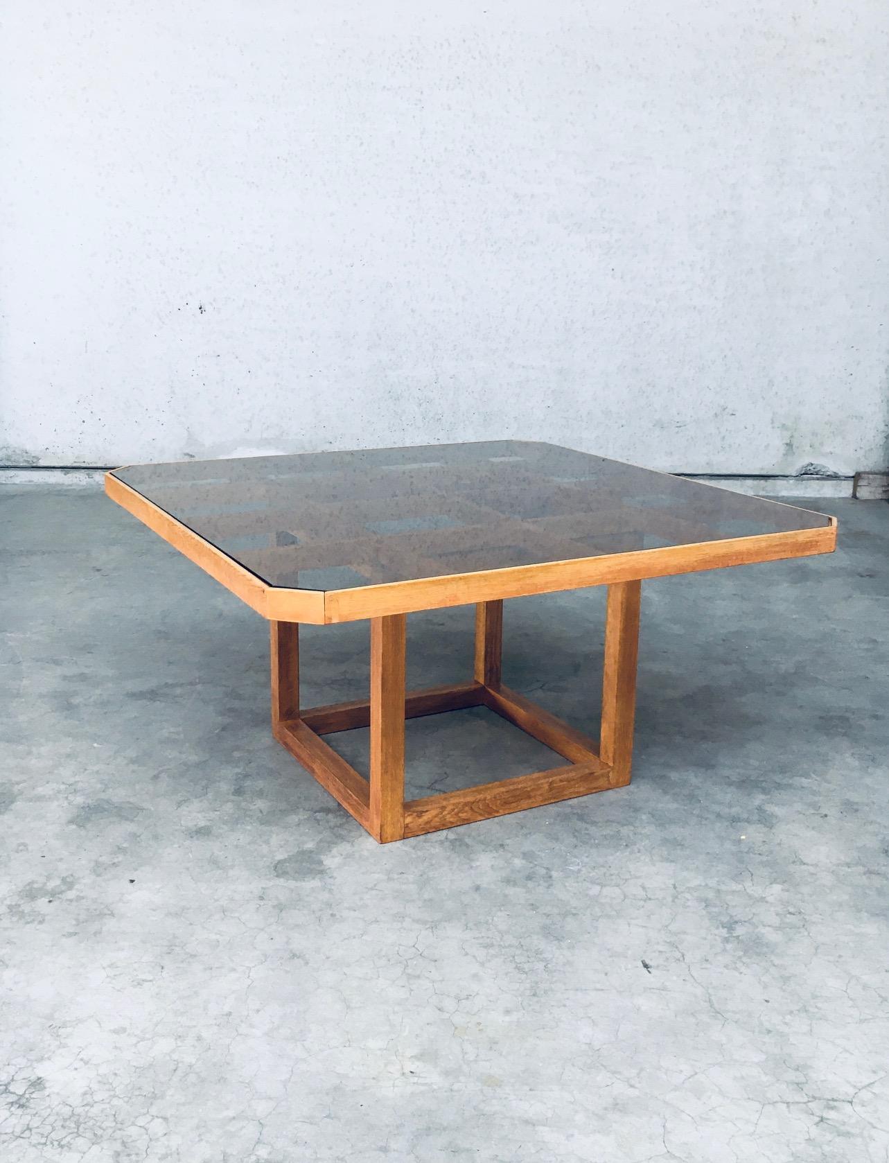 Smoked Glass 1980s Postmodern Design Octagonal Square Dining Table For Sale