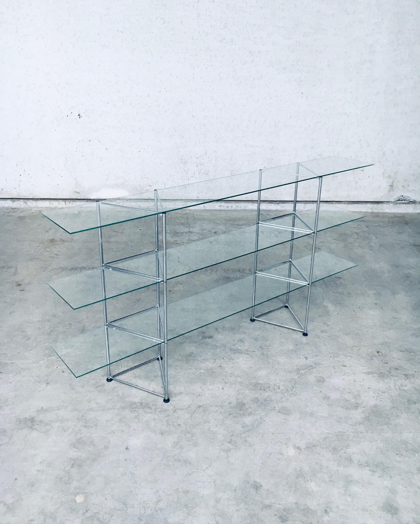 Post-Modern 1980's Postmodern Design Slender Glass & Metal Display Shelves For Sale