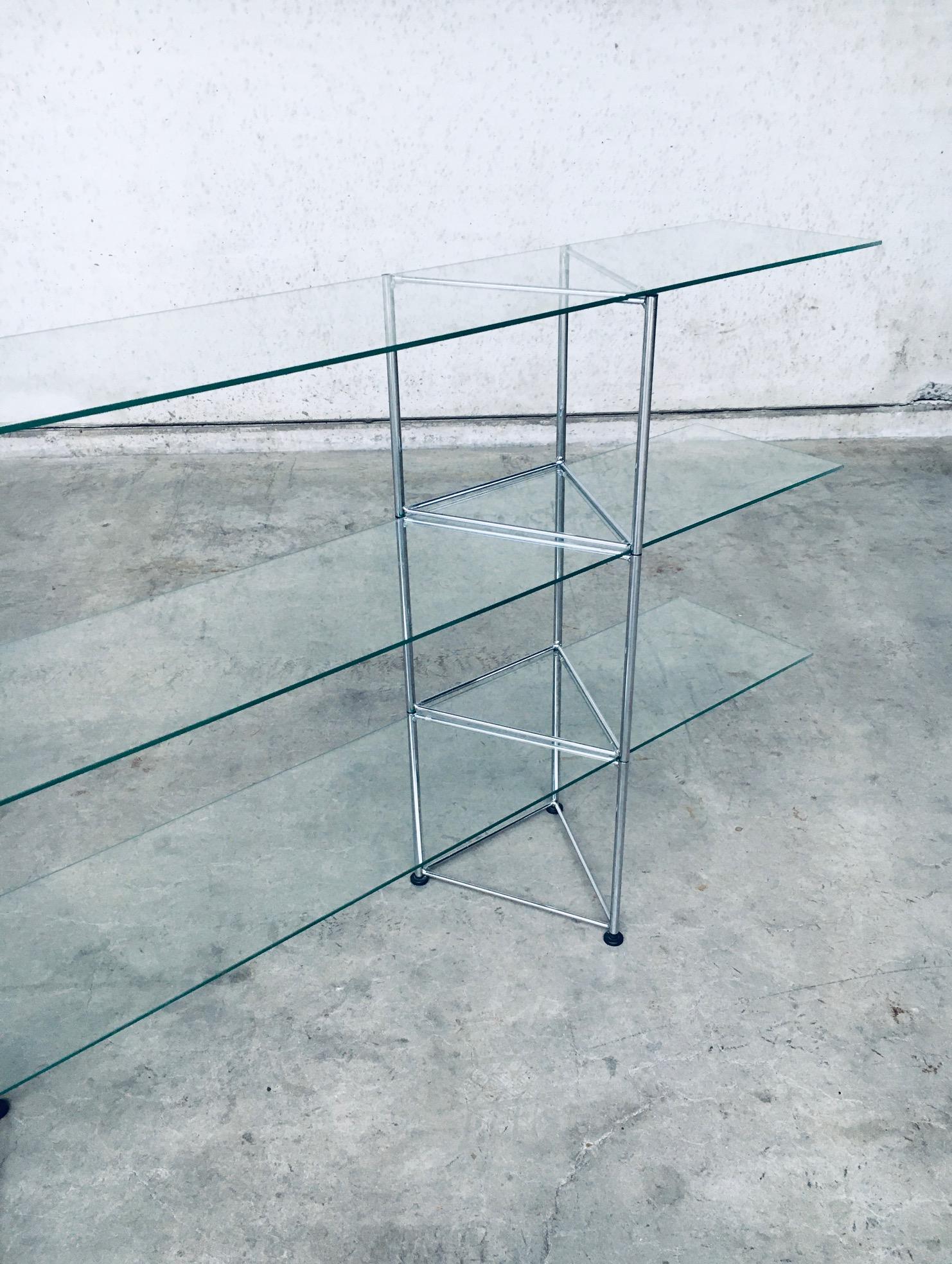 1980's Postmodern Design Slender Glass & Metal Display Shelves For Sale 3