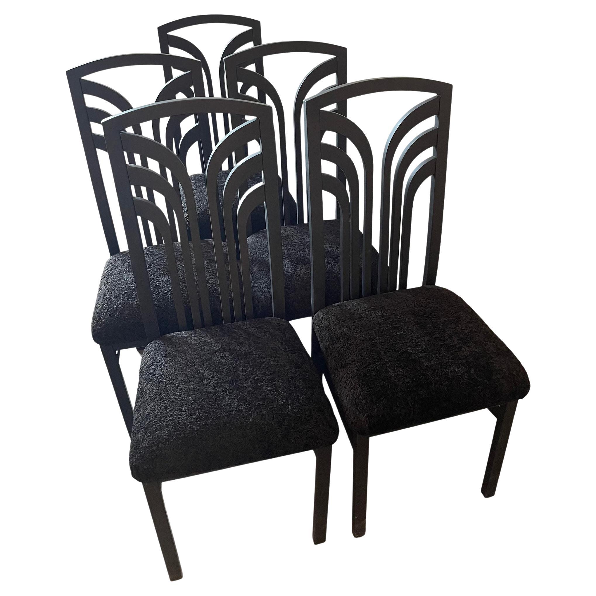 1980s Postmodern Dining Chairs, Set of 5