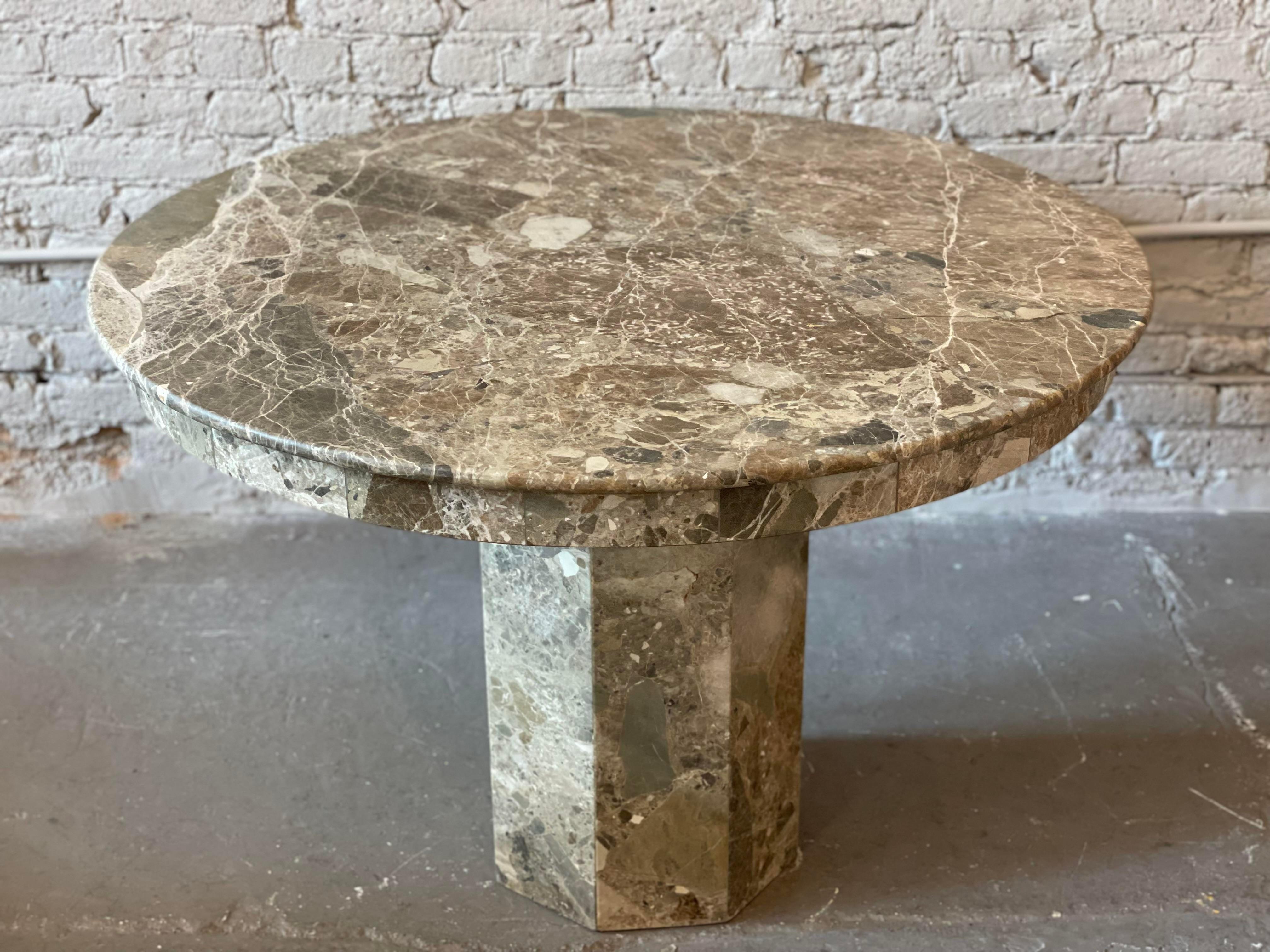 1980s Postmodern Emperado Round Marble Dining Table 4