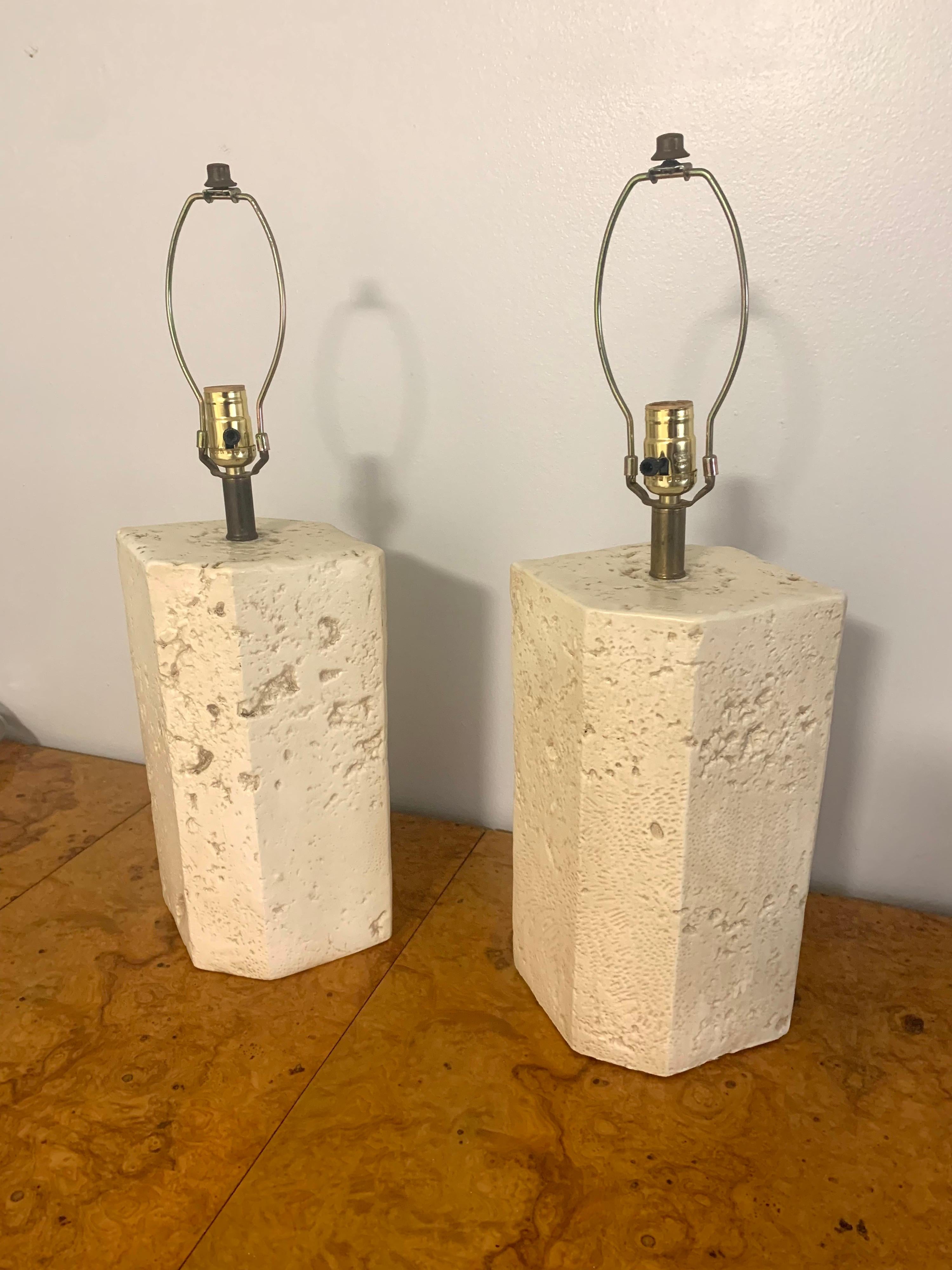 Post-Modern 1980s Postmodern Faux Coral Table Lamps, a Pair