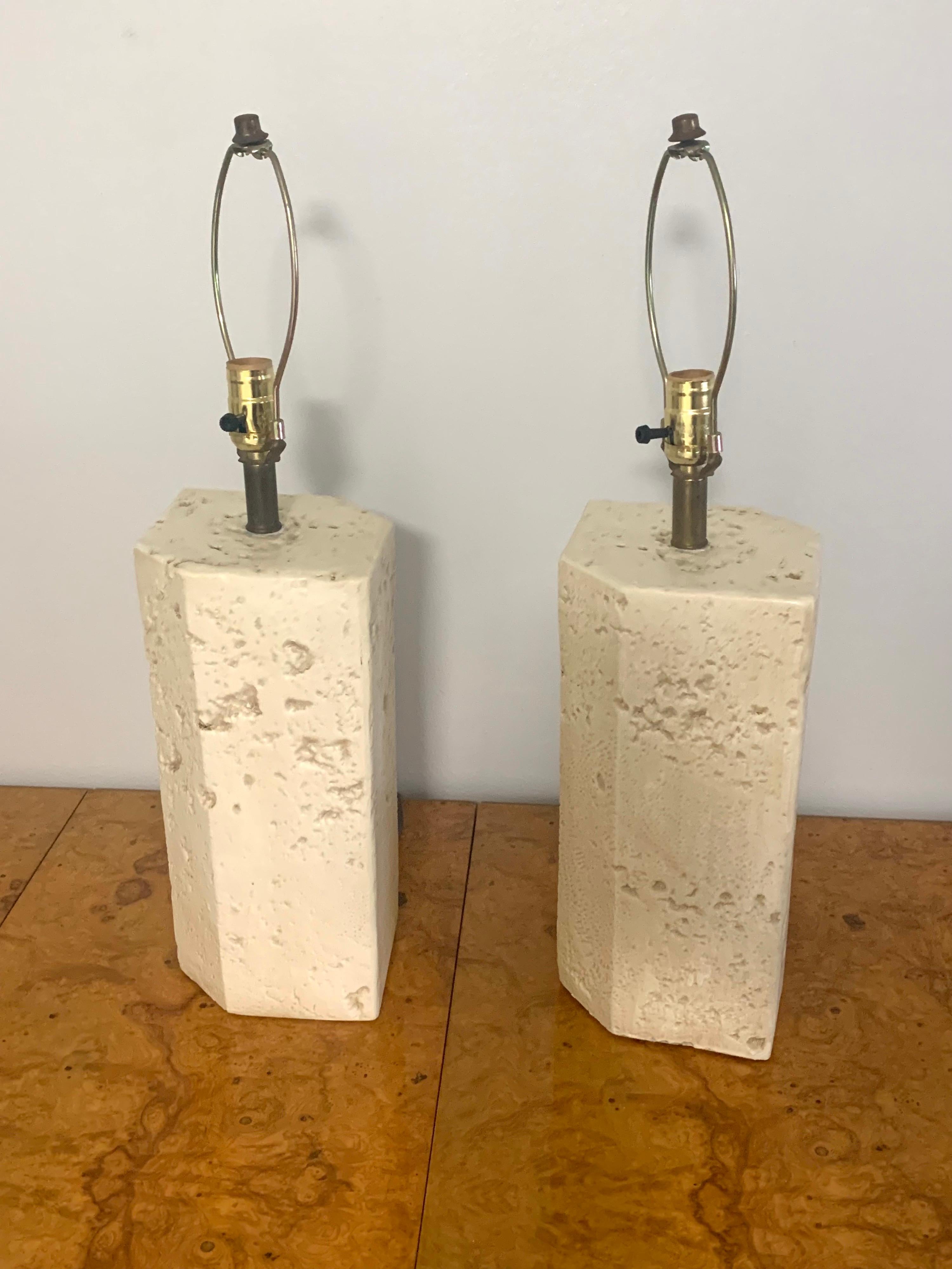 North American 1980s Postmodern Faux Coral Table Lamps, a Pair