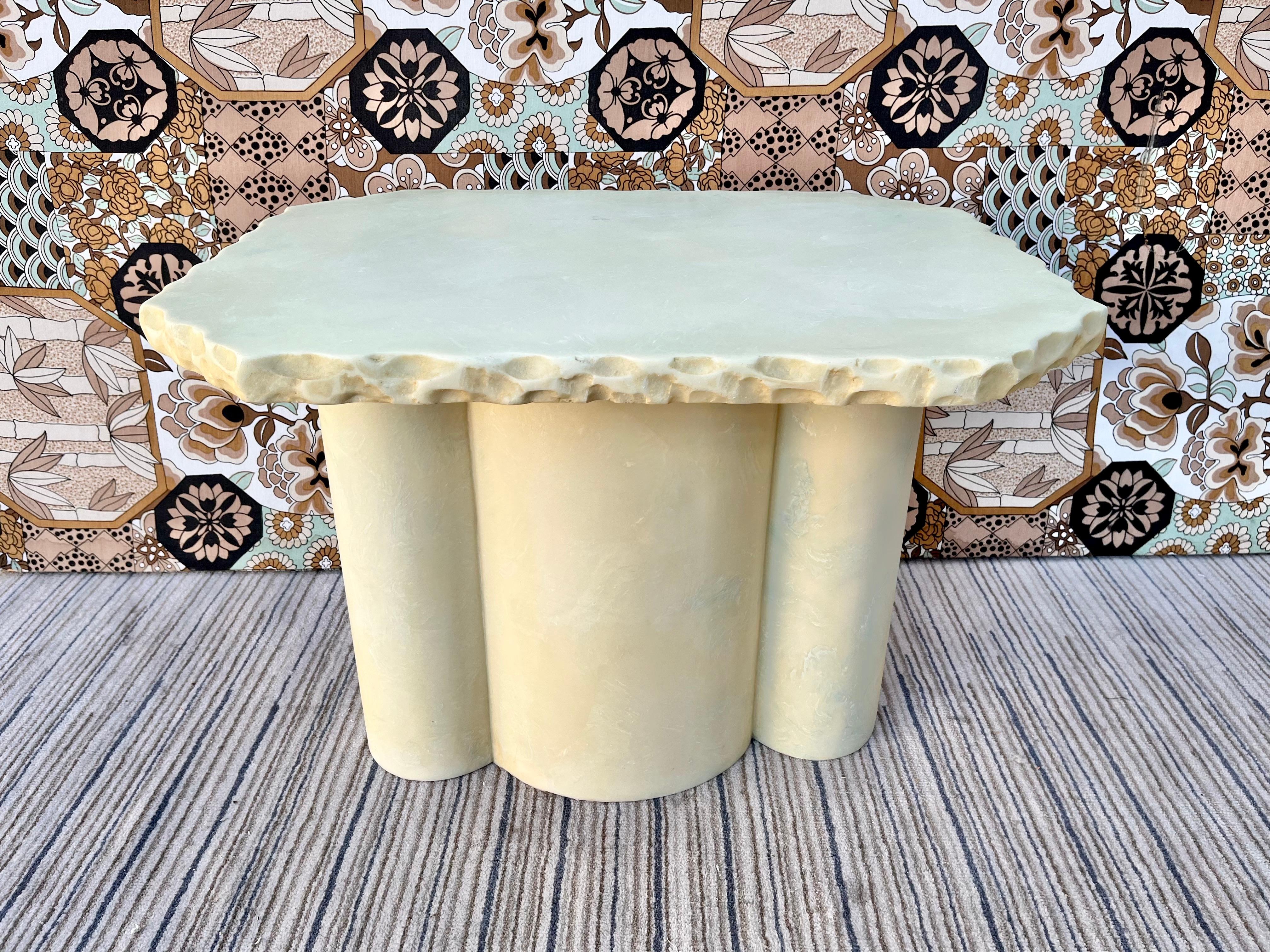 1980s Postmodern Faux Marble Resin Handcrafted Side Table For Sale 4
