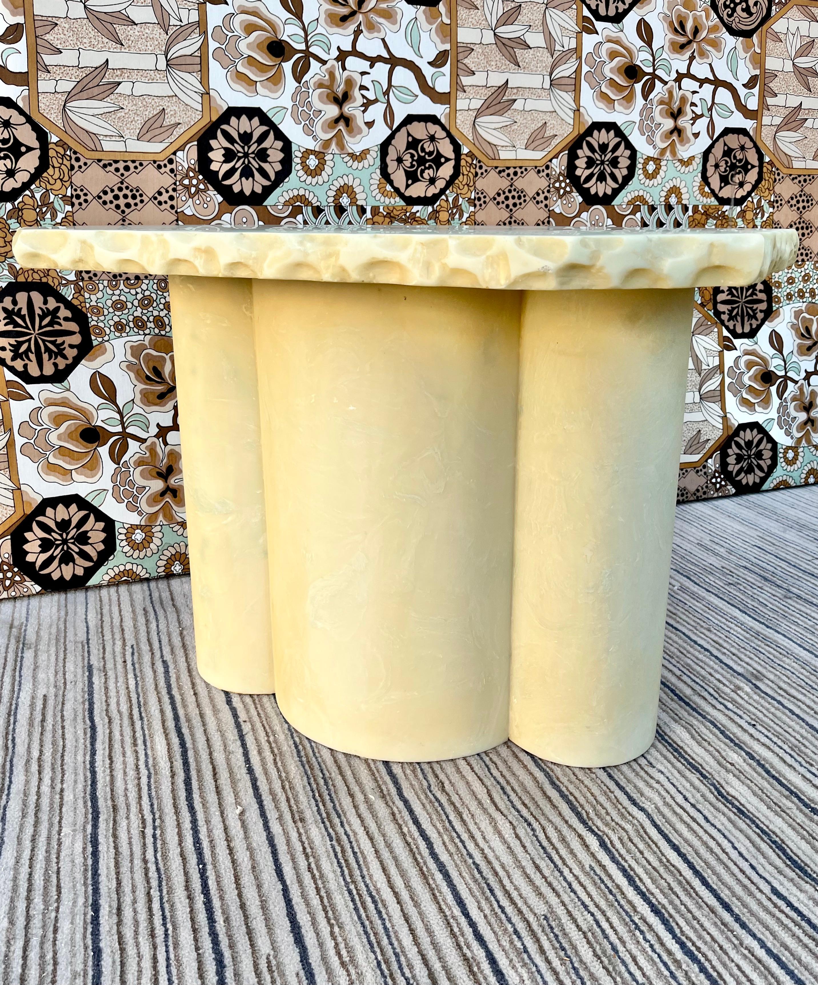 1980s Postmodern Faux Marble Resin Handcrafted Side Table For Sale 6