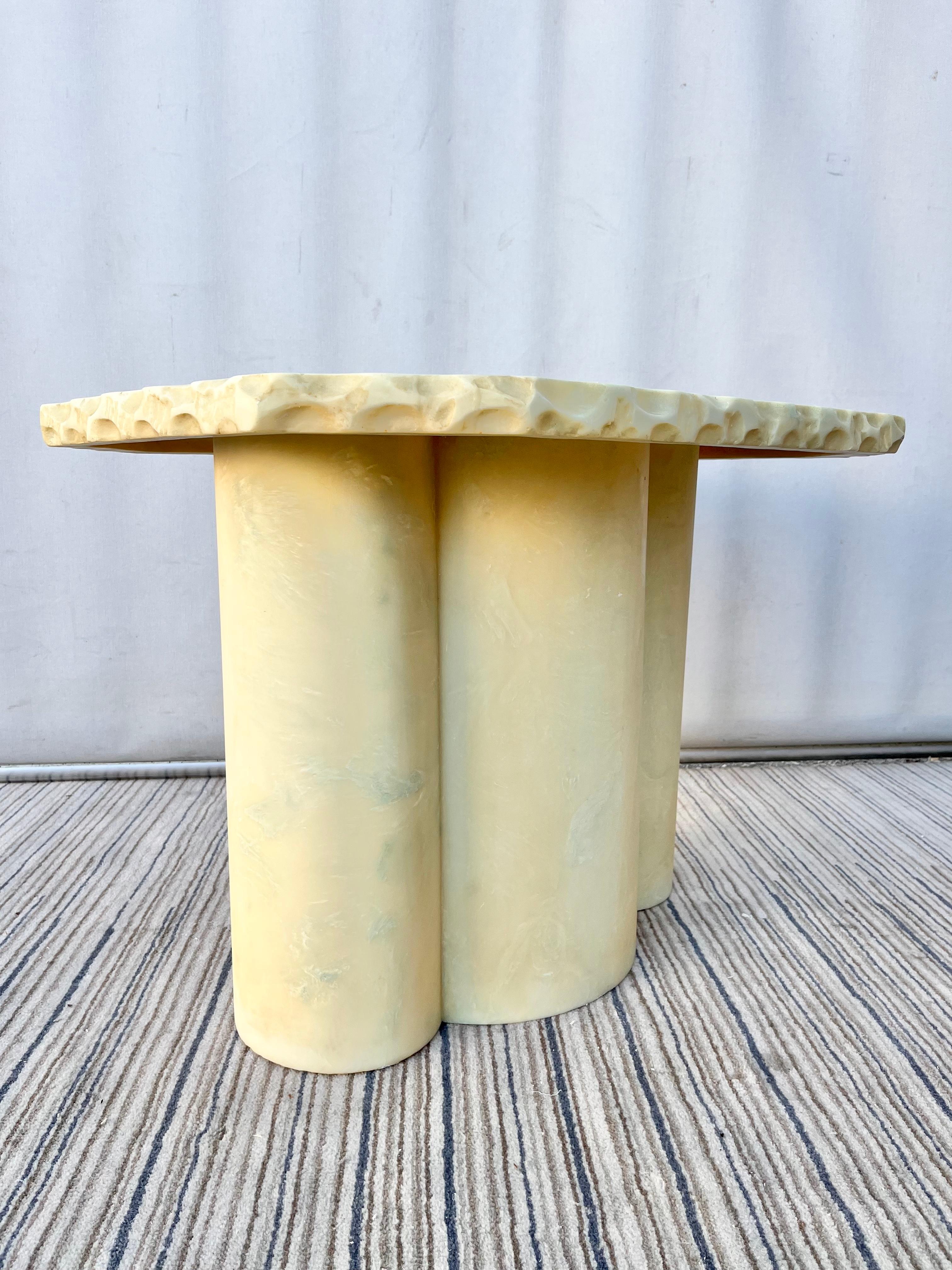 Post-Modern 1980s Postmodern Faux Marble Resin Handcrafted Side Table For Sale