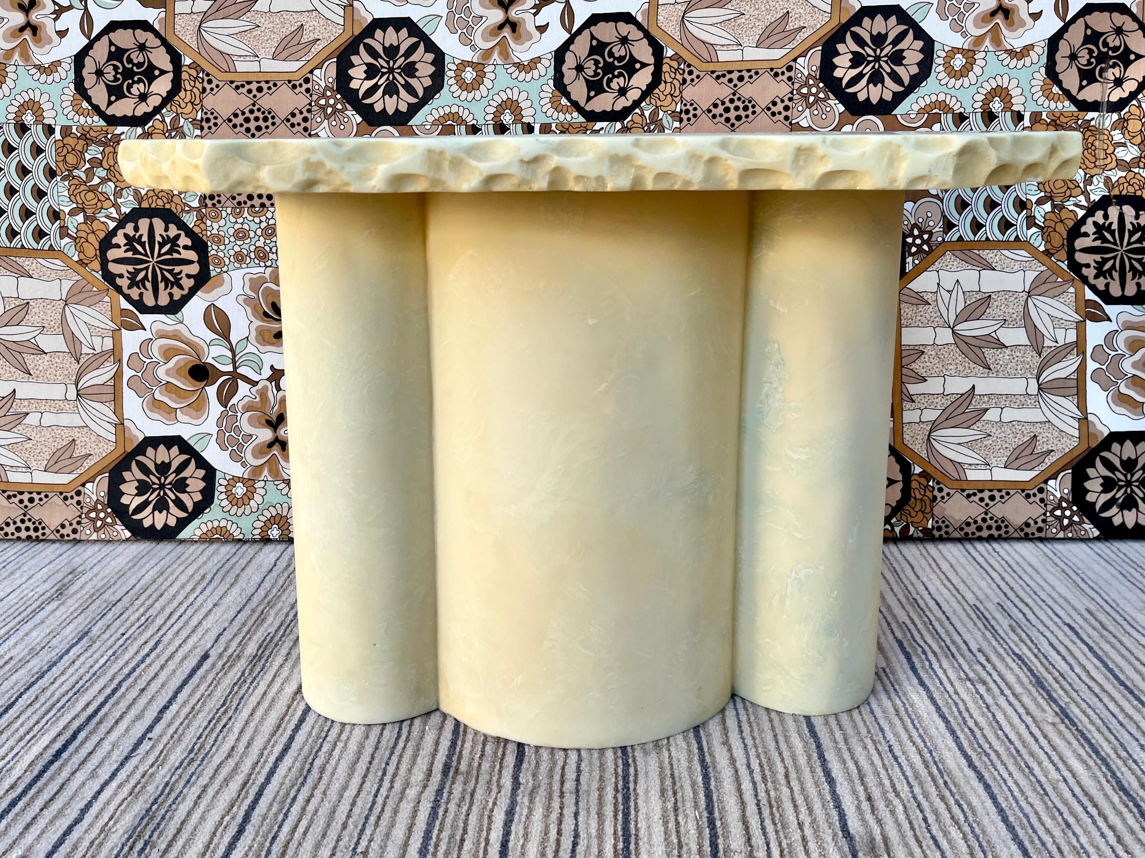1980s Postmodern Faux Marble Resin Handcrafted Side Table For Sale 3