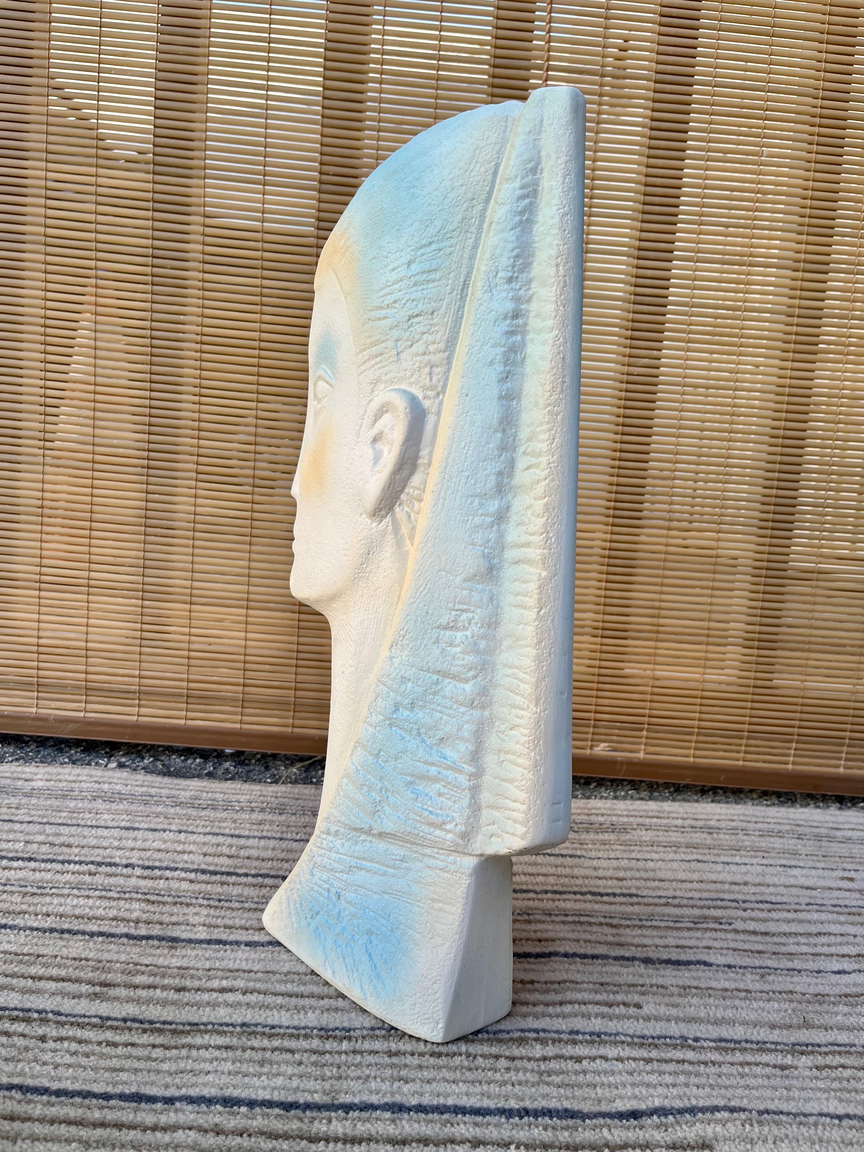 Post-Modern 1980s Postmodern Female Face Ceramic Sculpture in the Austin Productions Style For Sale