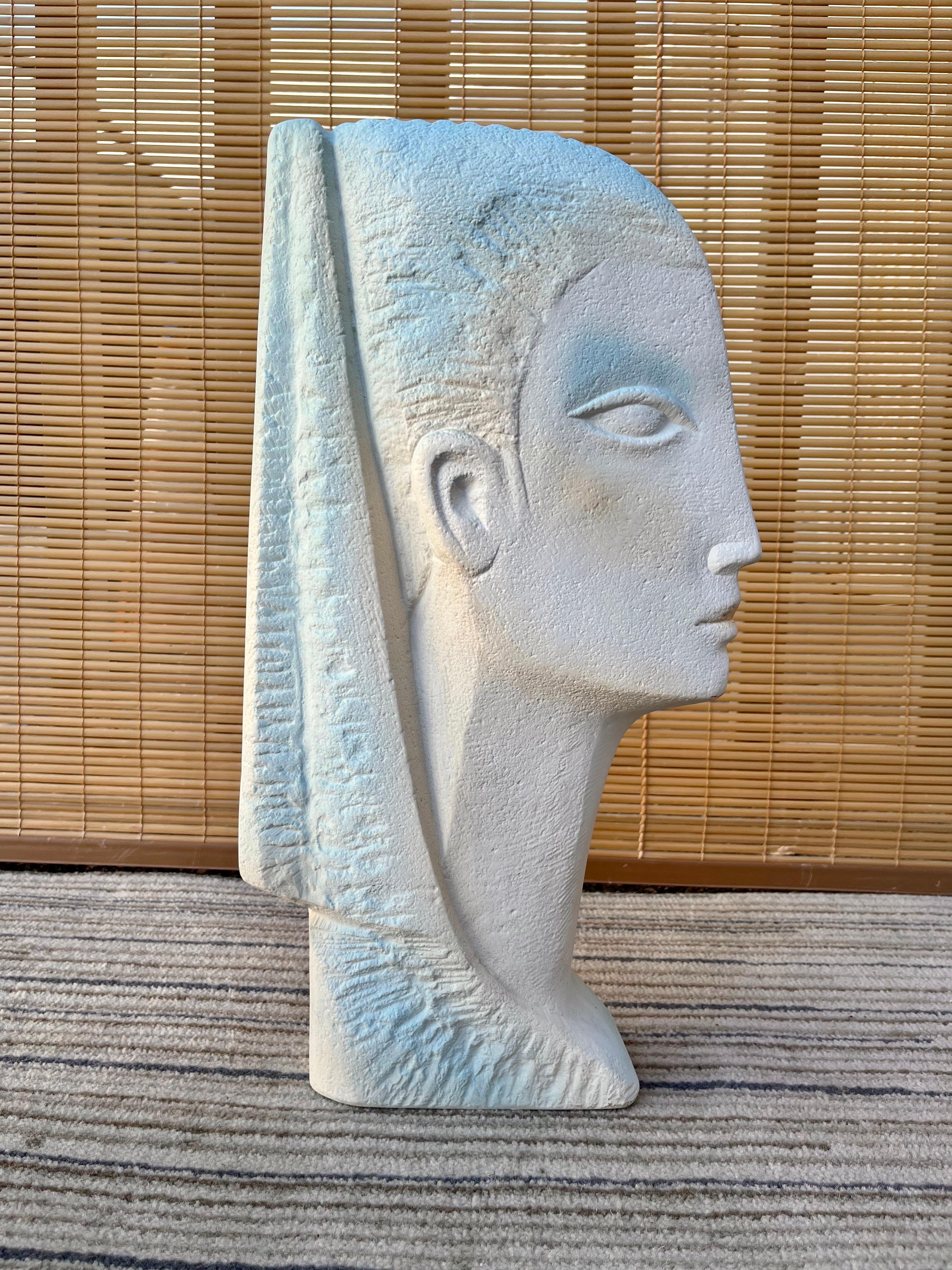 Molded 1980s Postmodern Female Face Ceramic Sculpture in the Austin Productions Style For Sale