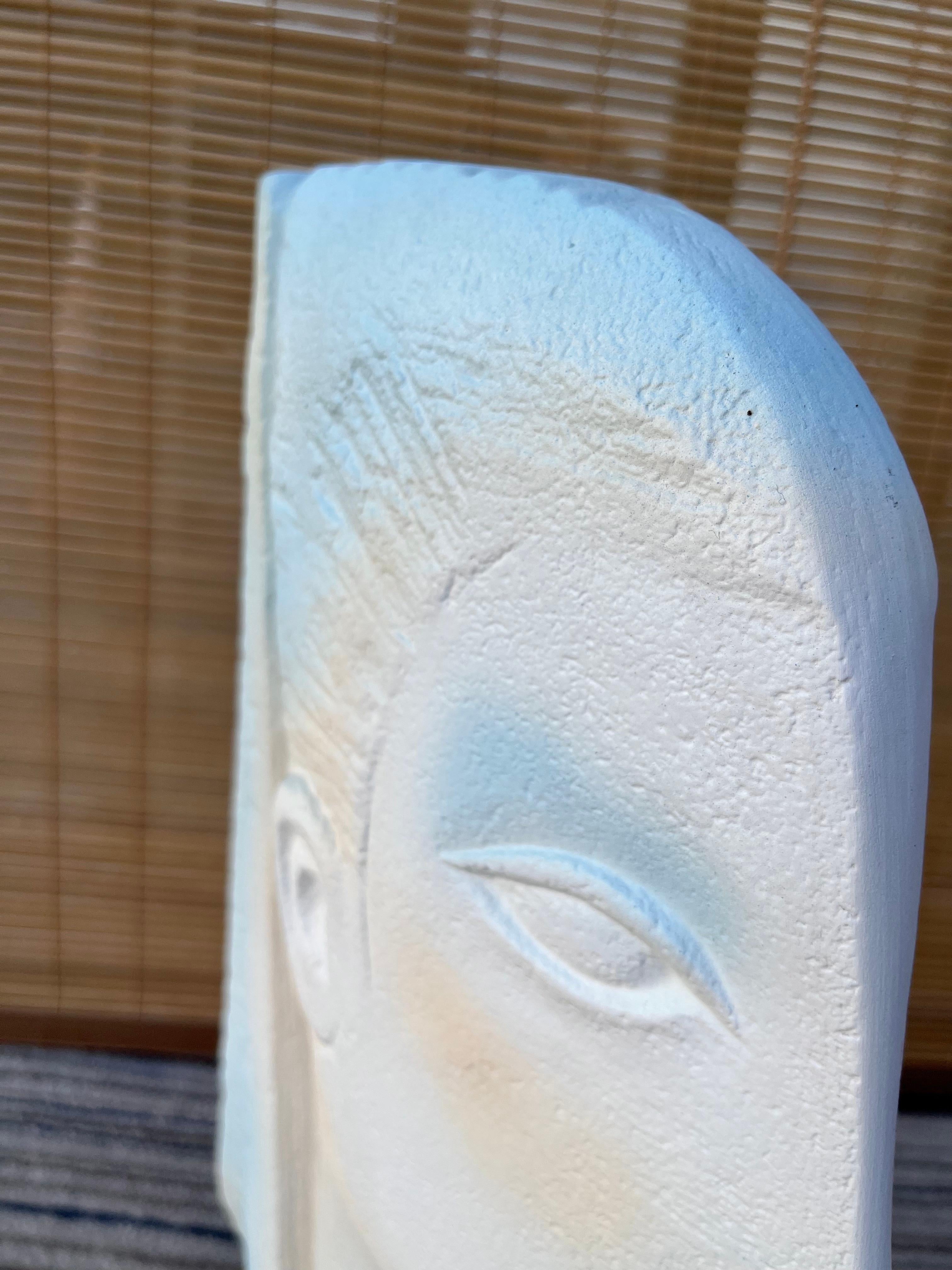 1980s Postmodern Female Face Ceramic Sculpture in the Austin Productions Style For Sale 1