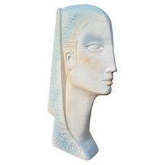 1980s Postmodern Female Face Ceramic Sculpture in the Austin Productions Style