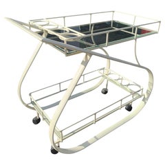 1980s Postmodern Form Bar or Tea Serving Cart in White