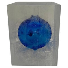 1980's Postmodern Frosted Lucite Block Kinetic Radiometer Rare Sculpture
