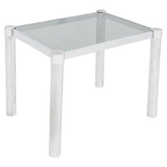 1980s Postmodern Glass and Chrome Side / End Table 21x27x21 Inches