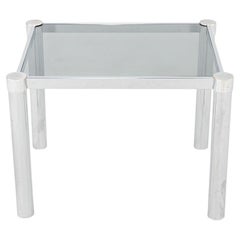 1980s Postmodern Glass and Chrome Side / End Table 21x27x21 Inches