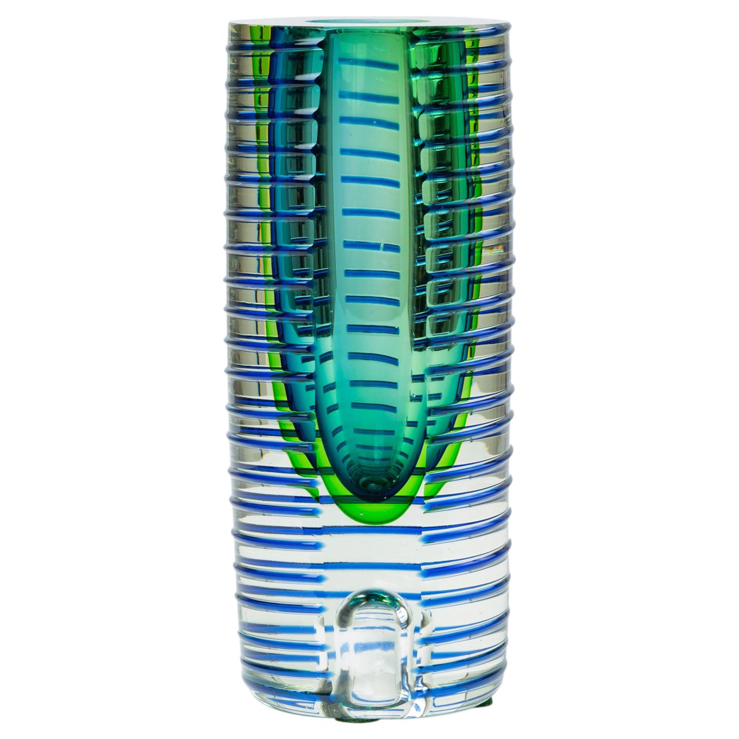 1980s Postmodern Glass Vase or Candlestick