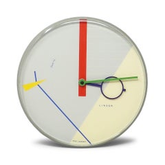 1980s Postmodern Gray Wall Clock by Linden