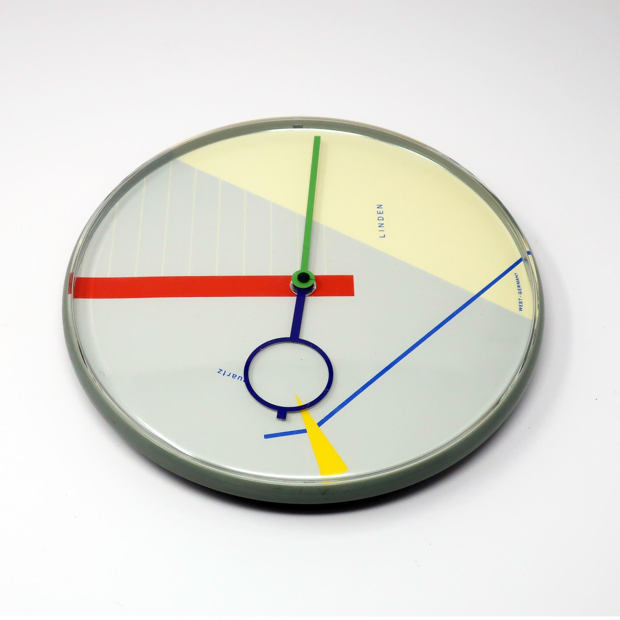 Post-Modern 1980s Postmodern Gray Wall Clock by Linden