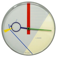 Antique 1980s Postmodern Gray Wall Clock by Linden