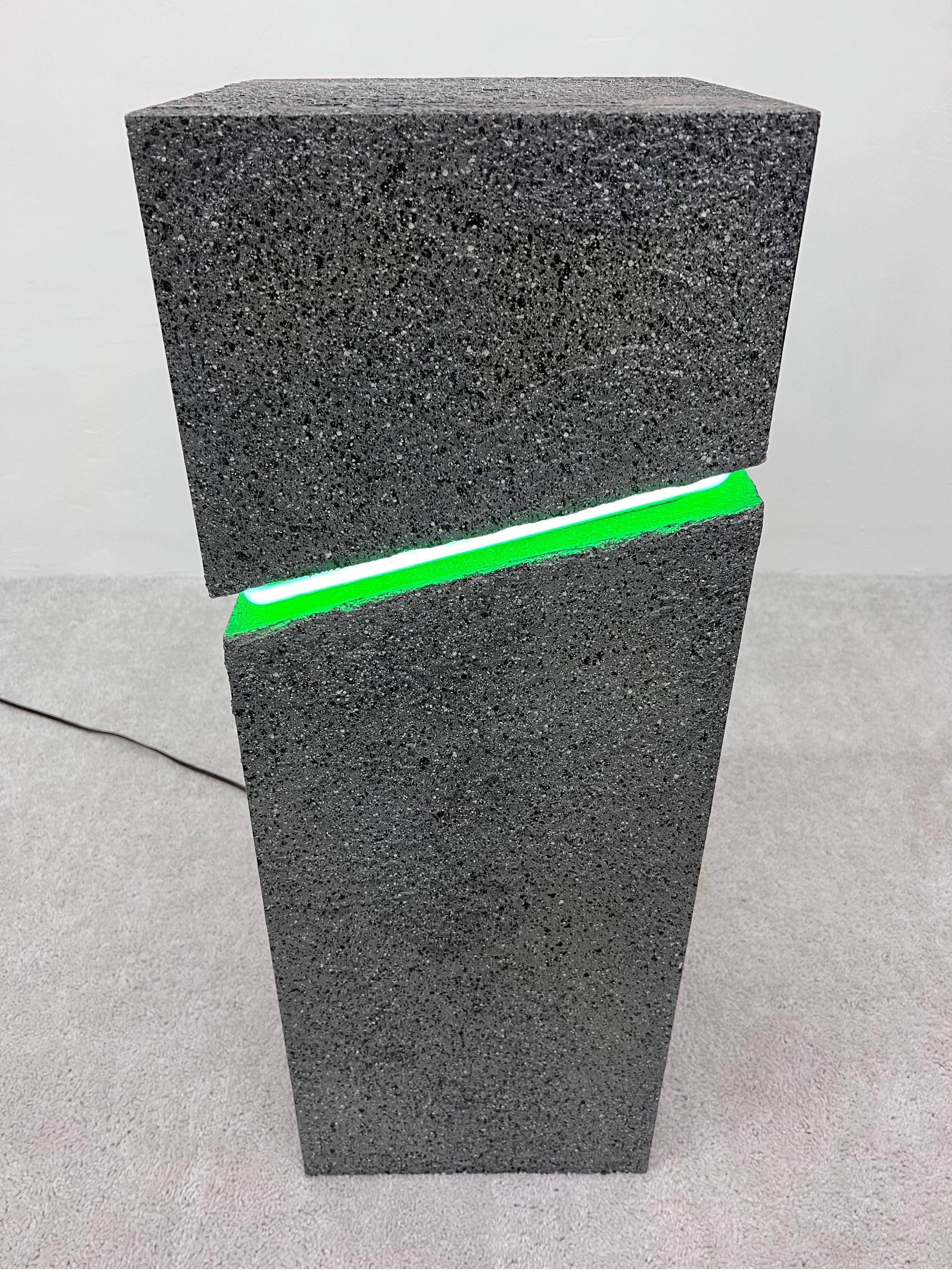 1980s Postmodern Green Neon and Splatter Paint Pedestal Table 4