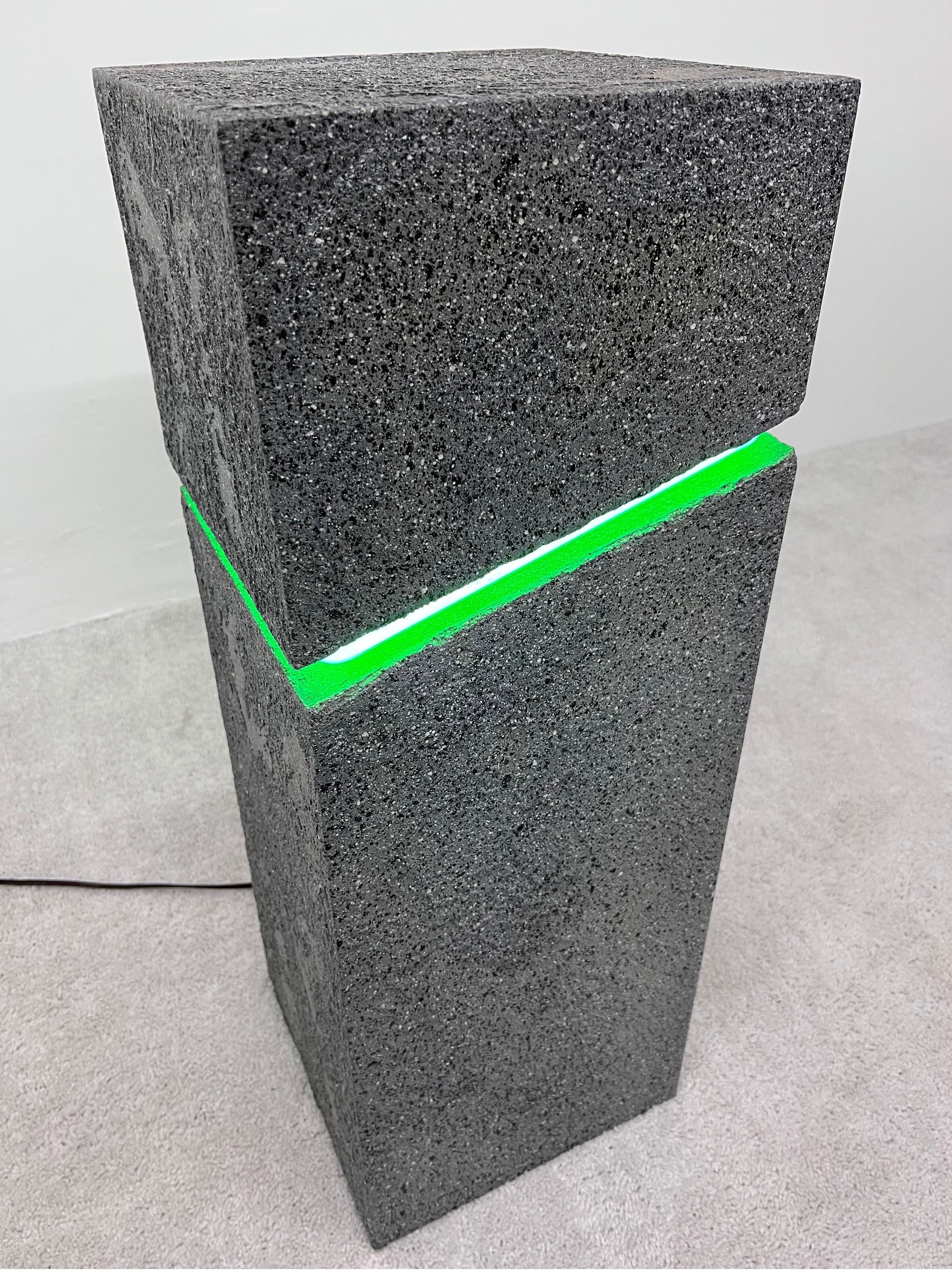 1980s Postmodern Green Neon and Splatter Paint Pedestal Table 5