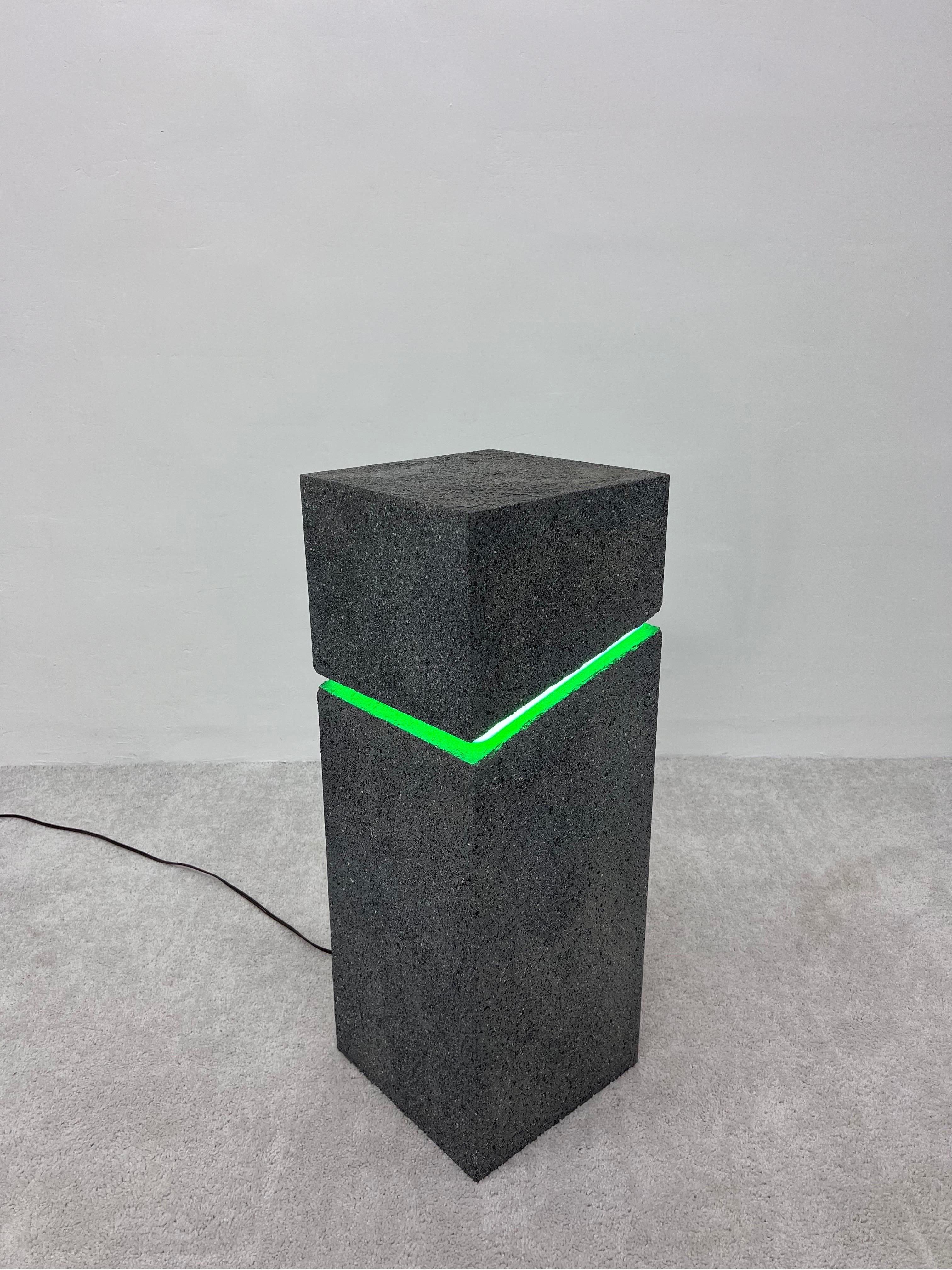 Post-Modern 1980s Postmodern Green Neon and Splatter Paint Pedestal Table