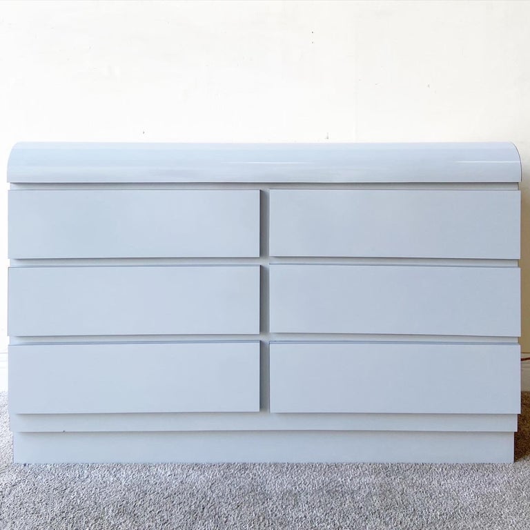 1980s Postmodern Grey Lacquer Laminate Waterfall Dresser - 6 Drawers at  1stDibs | white waterfall dresser