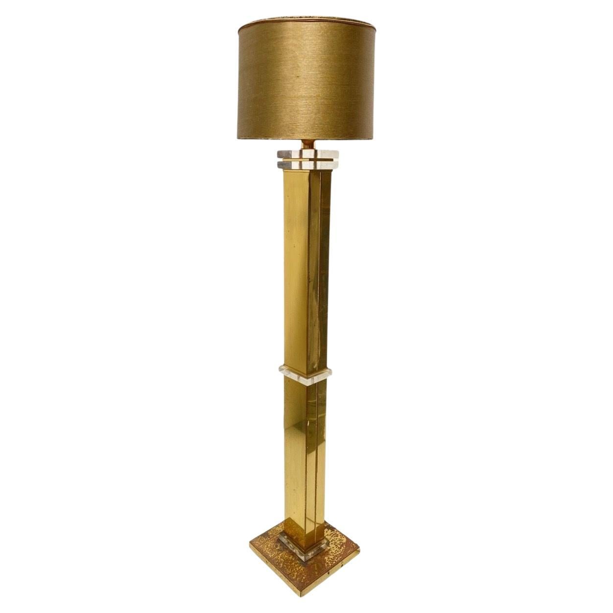 High Style Modern Acrylic and Brass Floor Lamp, Circa 1970