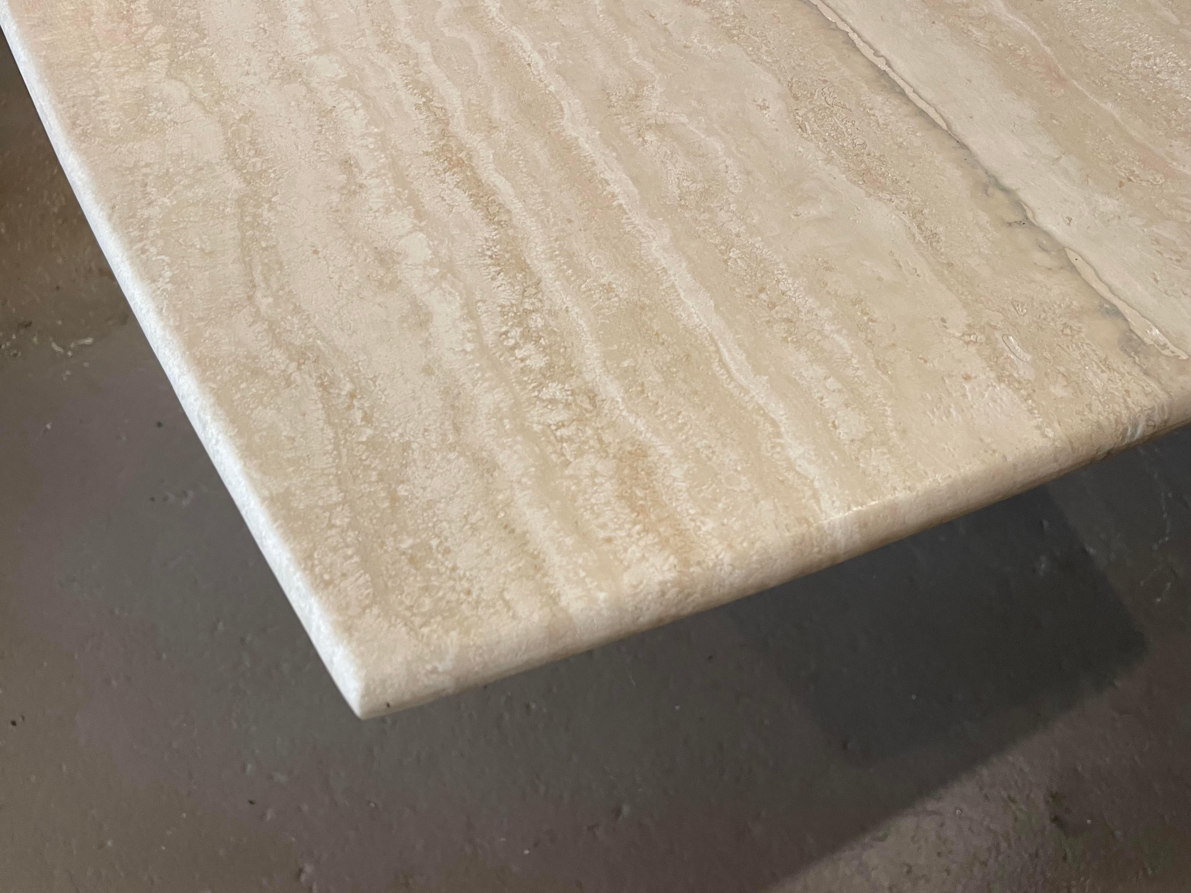 1980s Postmodern Honed Travertine Dining Table For Sale 3