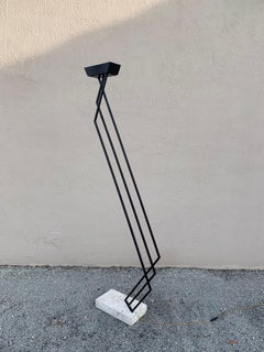 1980s Postmodern Iron and Stone Cantilever Floor Lamp