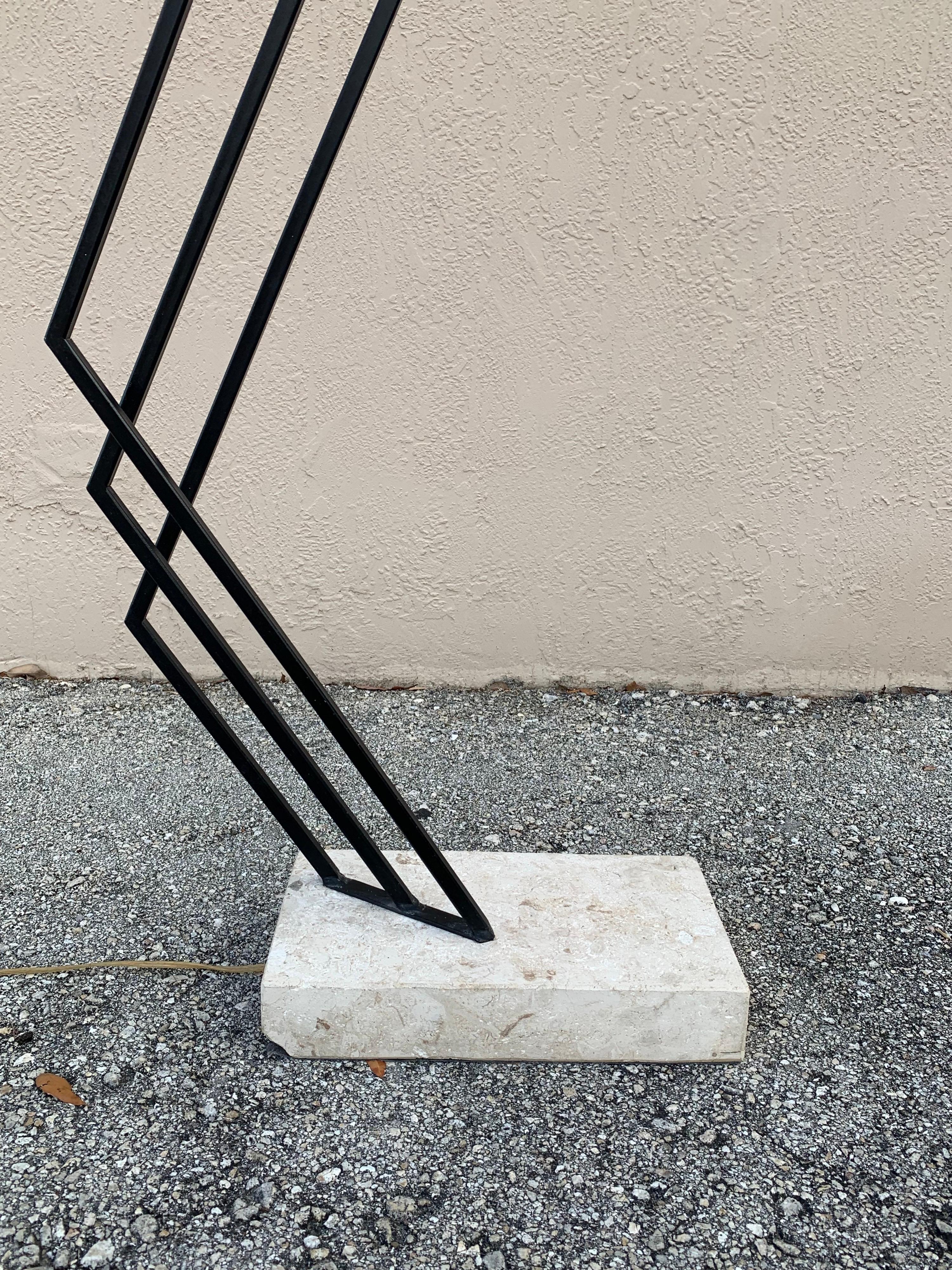 Post-Modern 1980s Postmodern Iron and Stone Cantilever Floor Lamp For Sale