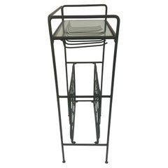 1980's Postmodern Iron & Glass Wine Rack with Table Top