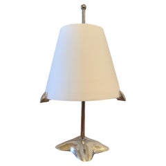 1980's Postmodern Italia Table Lamp by Vetri Chrome & Glass Shade