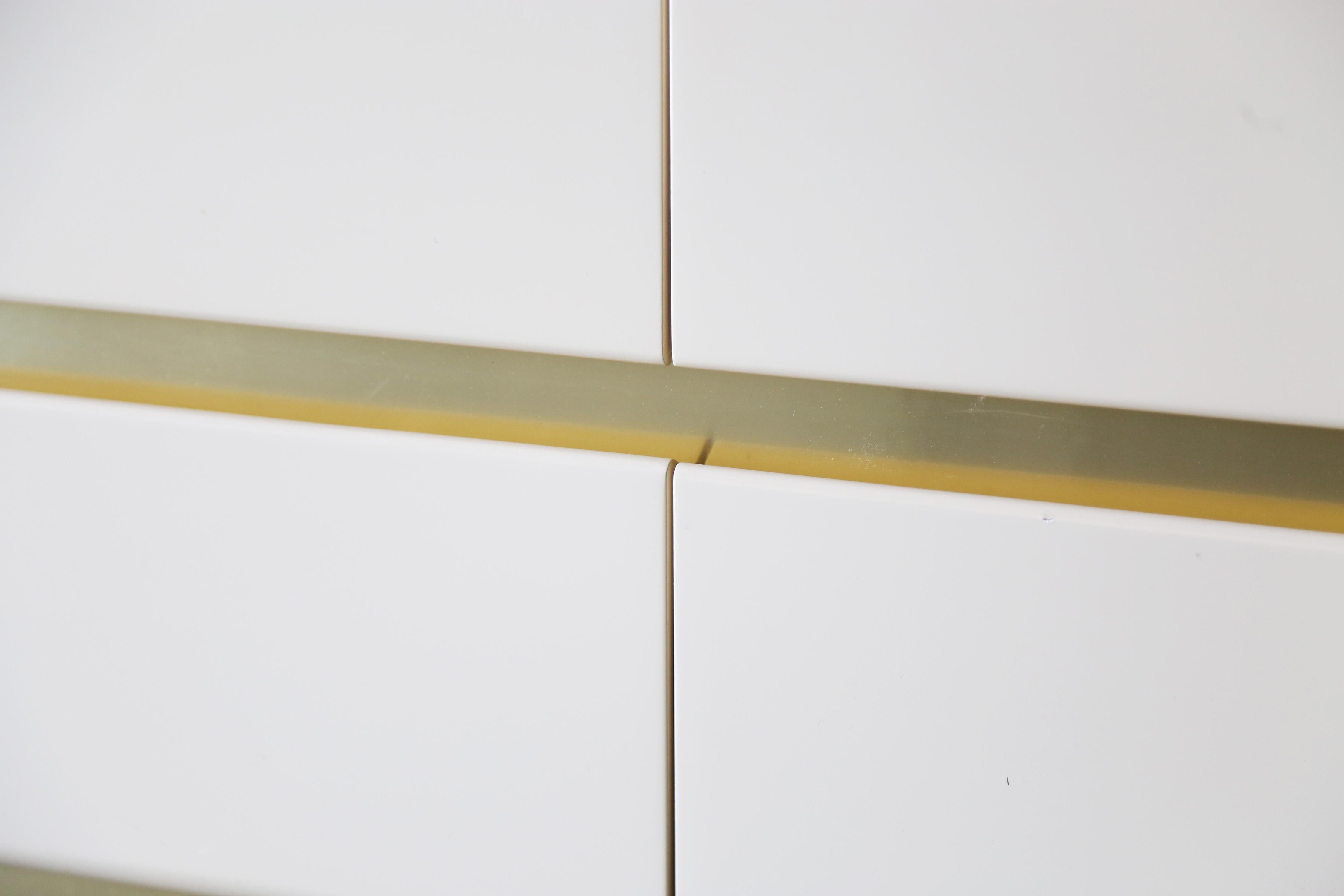 Late 20th Century 1980s Postmodern Italian Enamel Lacquer Brass Dresser possibly Lane For Sale