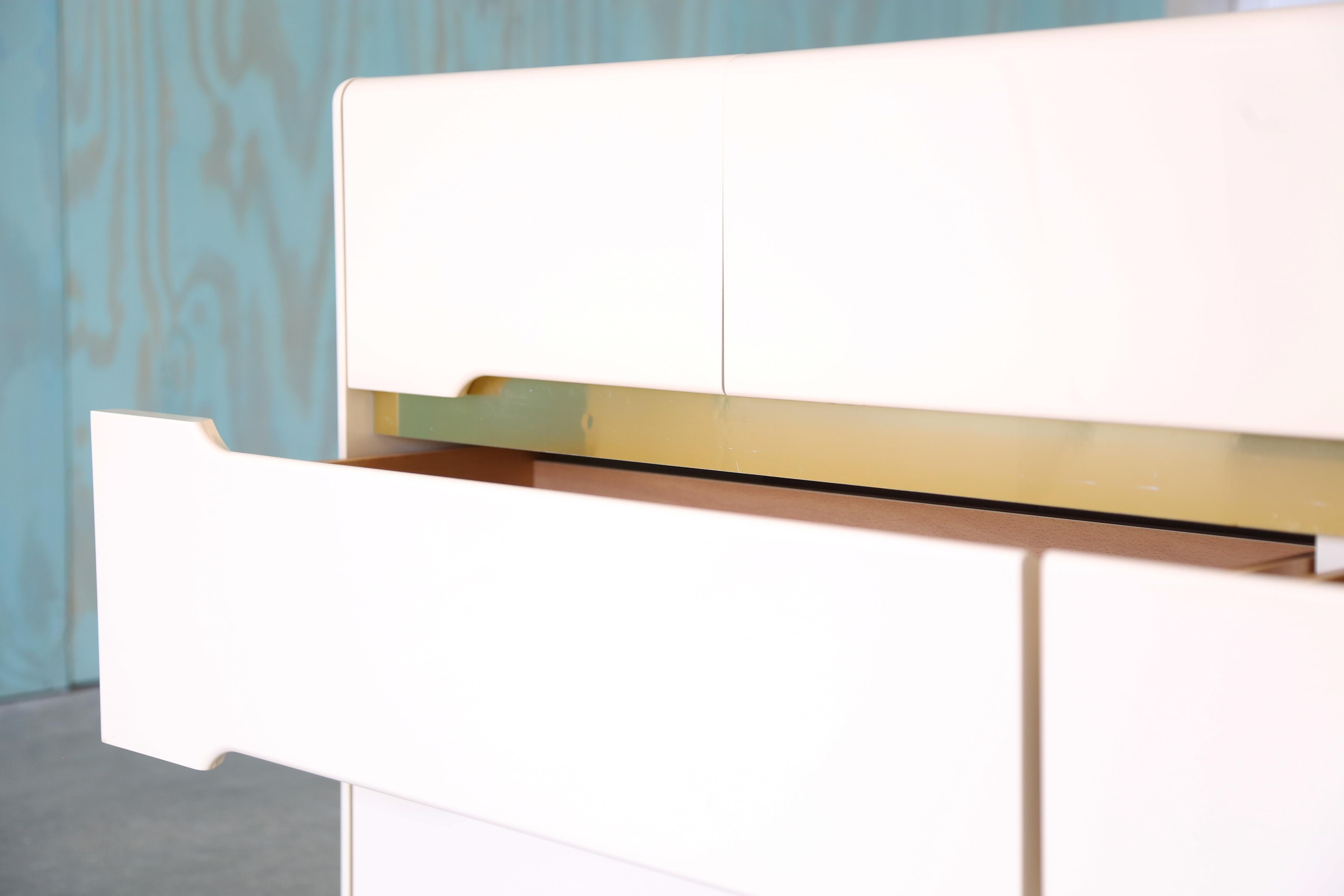 1980s Postmodern Italian Enamel Lacquer Brass Dresser possibly Lane For Sale 4