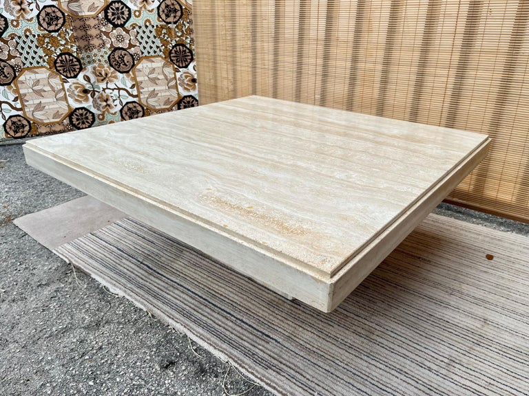 1980s Postmodern Italian Travertine Coffee Table by Stone Intentional, Italy For Sale 4