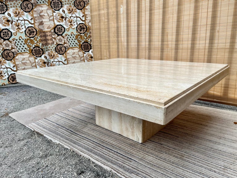1980s Postmodern Italian Travertine Coffee Table by Stone Intentional, Italy For Sale 5