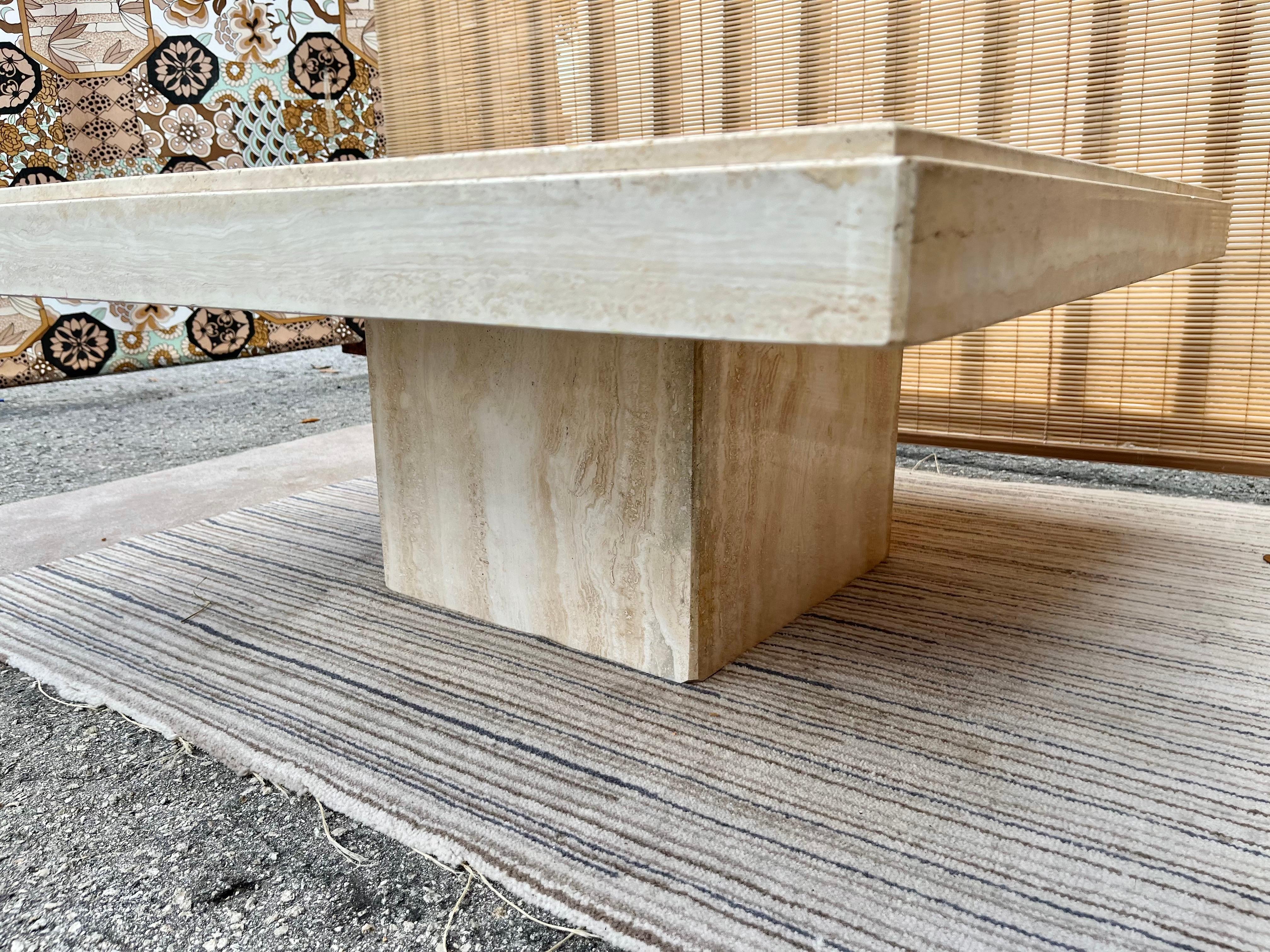 1980s Postmodern Italian Travertine Coffee Table by Stone Intentional, Italy 6