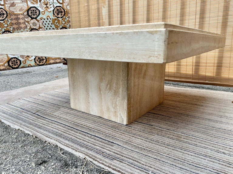 1980s Postmodern Italian Travertine Coffee Table by Stone Intentional, Italy For Sale 6