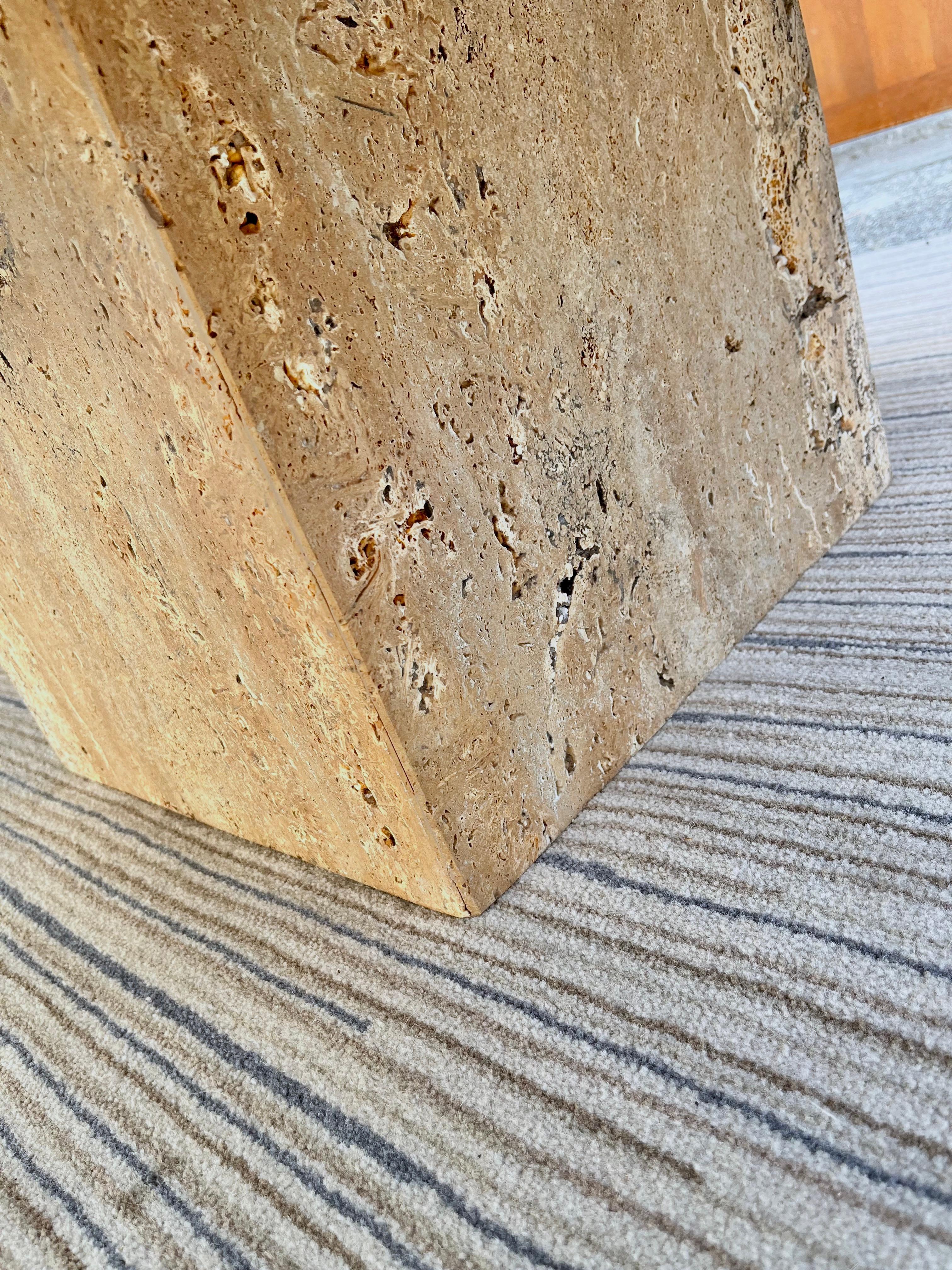 1980s Postmodern Italian Travertine Coffee Table by Stone Intentional, Italy For Sale 7