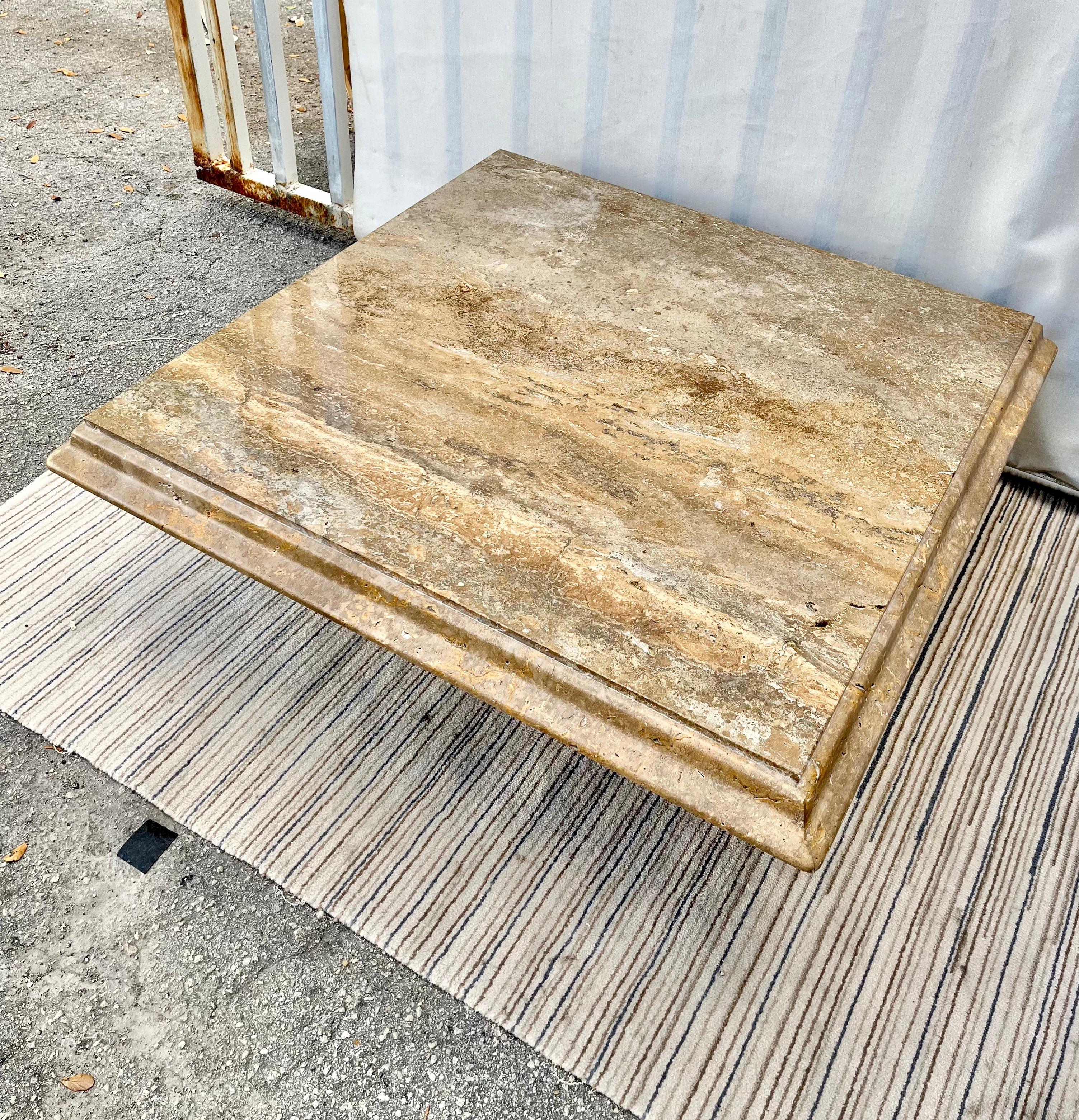 Post-Modern 1980s Postmodern Italian Travertine Coffee Table by Stone Intentional, Italy For Sale